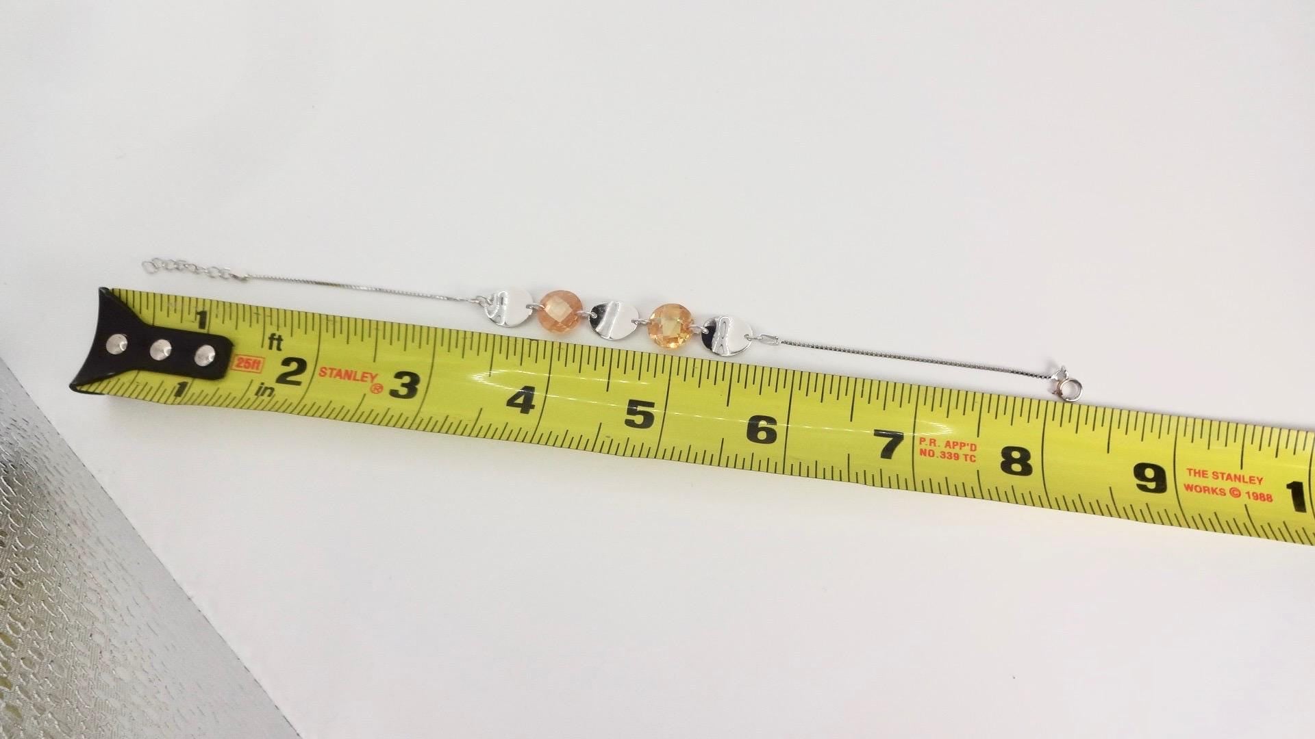 Vintage Citrine Cubic Zirconia Bracelet Sterling Silver Tennis