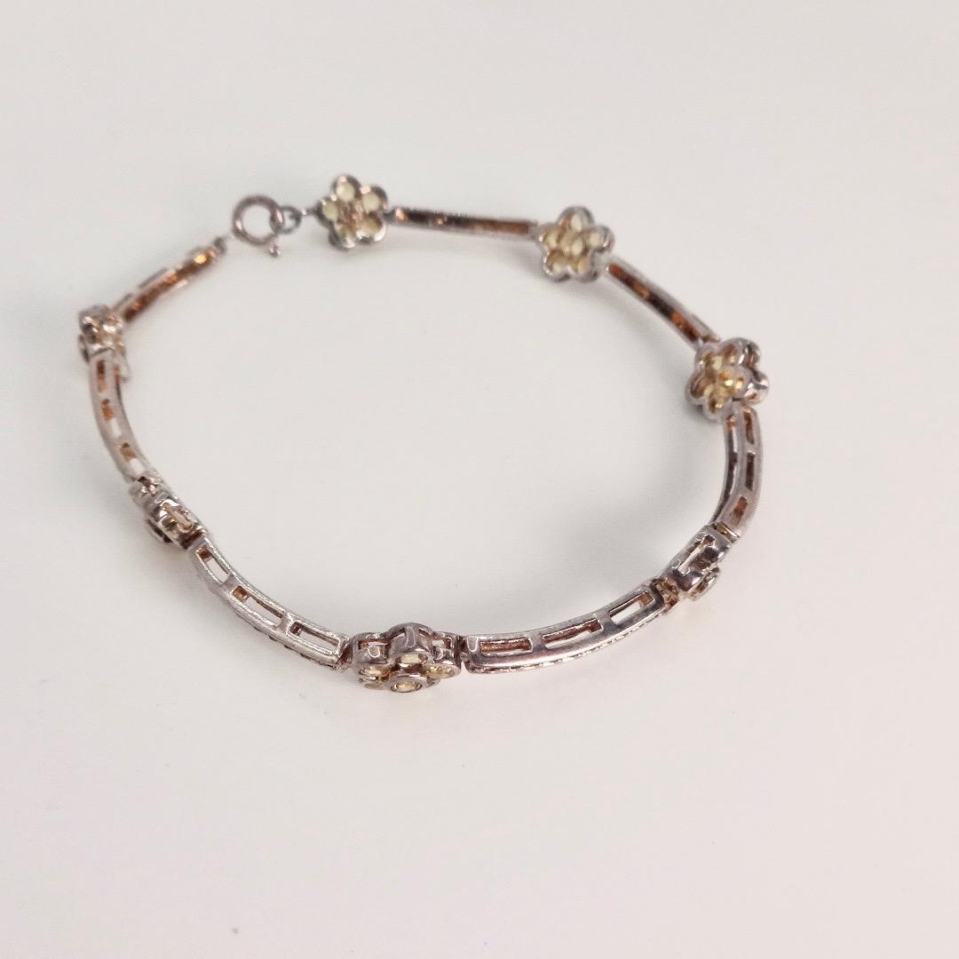Vintage Gold Citrine Tennis Bracelet in 925 Sterling Silver