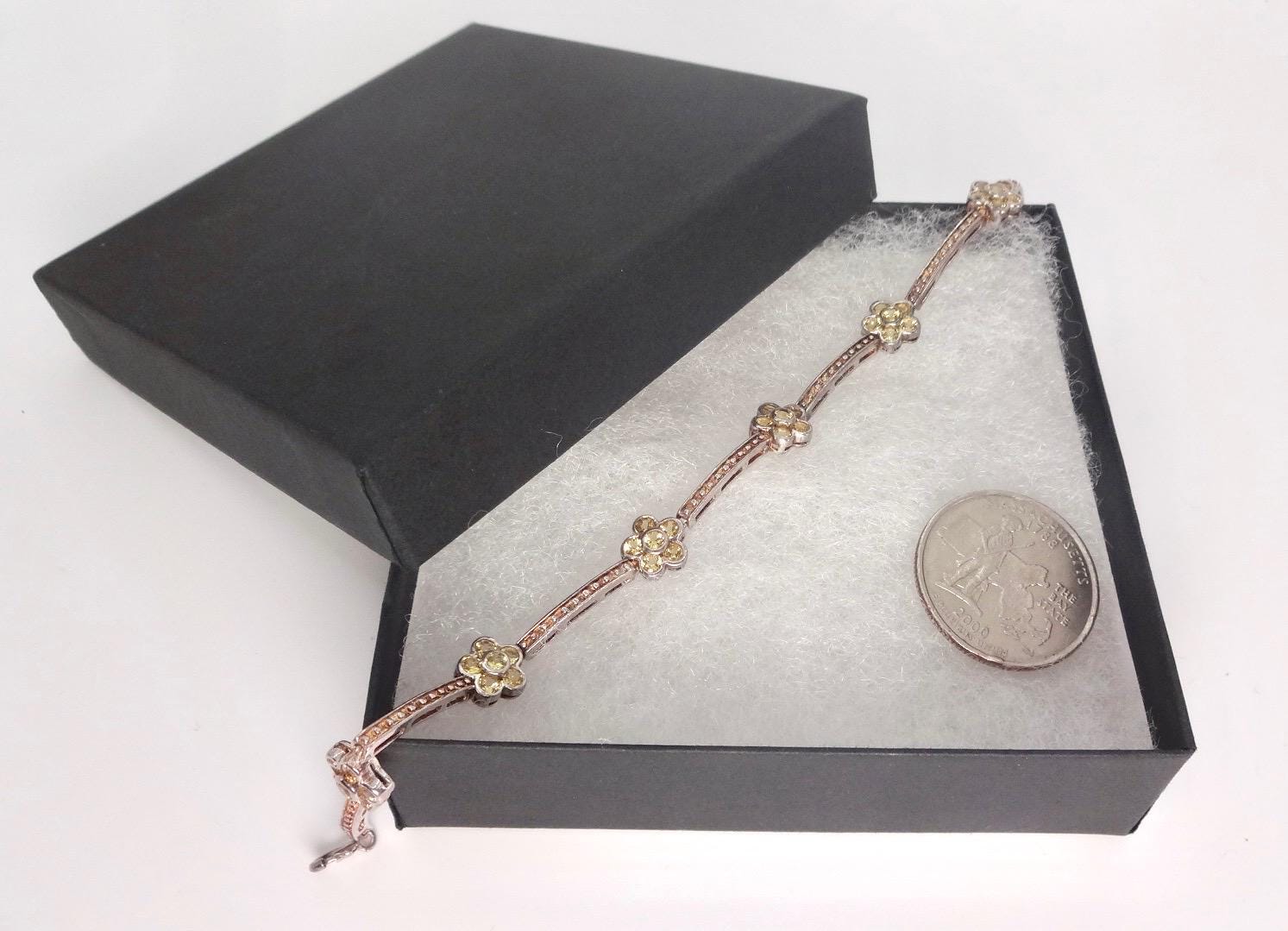 Vintage Gold Citrine Tennis Bracelet in 925 Sterling Silver