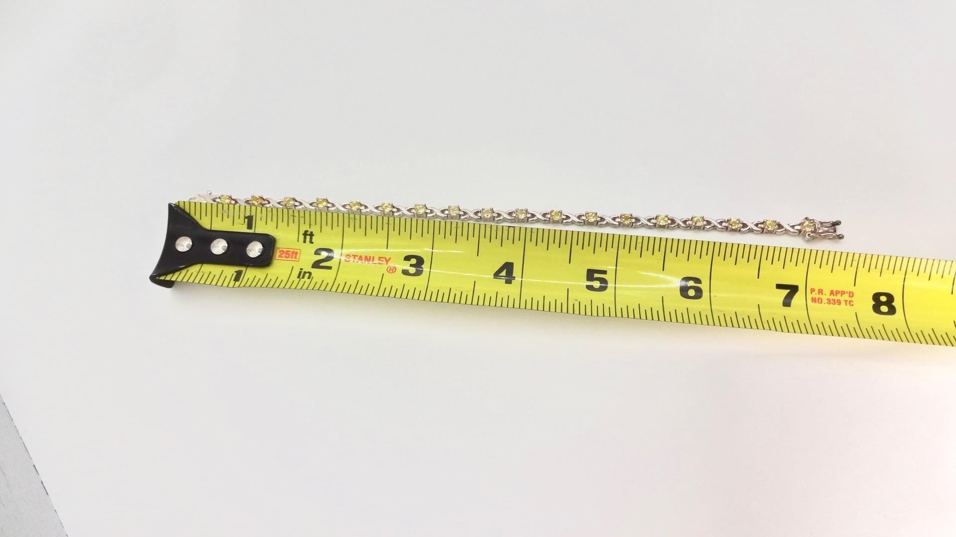 Vintage Gold Citrine Bracelet Deco 925 Sterling Silver Tennis