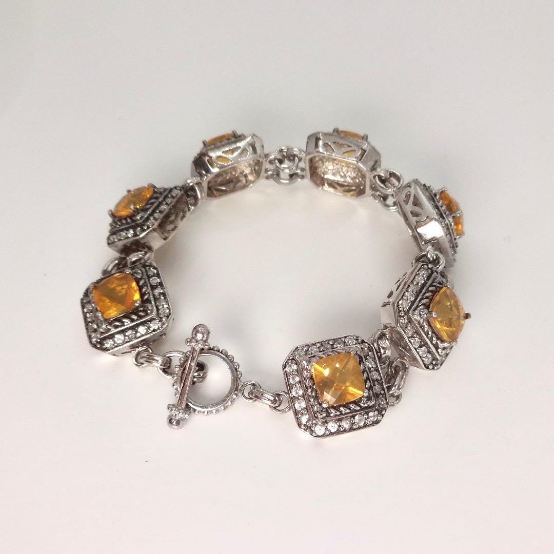 Vintage Orange Fire Opal Bracelet 925 Sterling Silver
