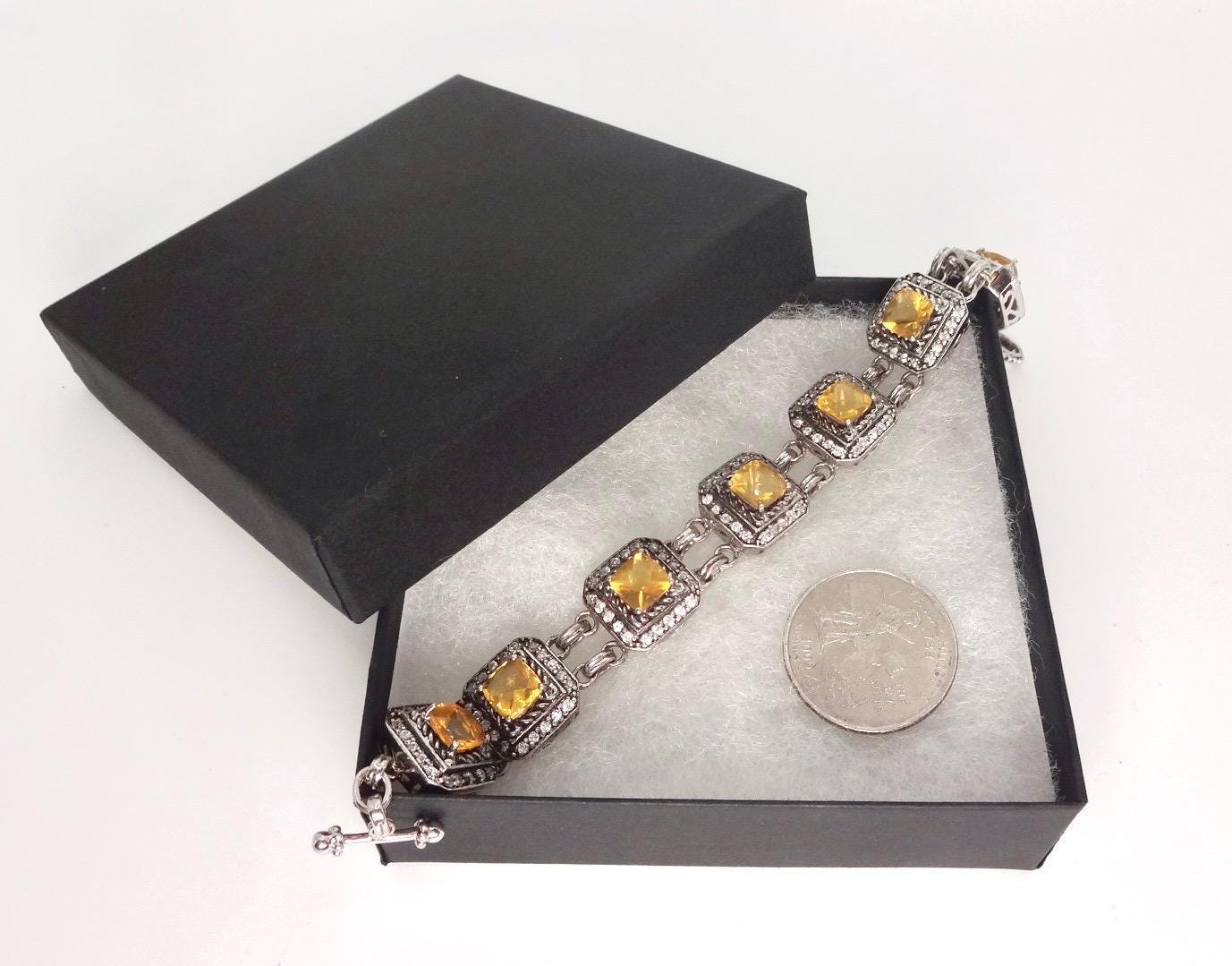 Vintage Orange Fire Opal Bracelet 925 Sterling Silver