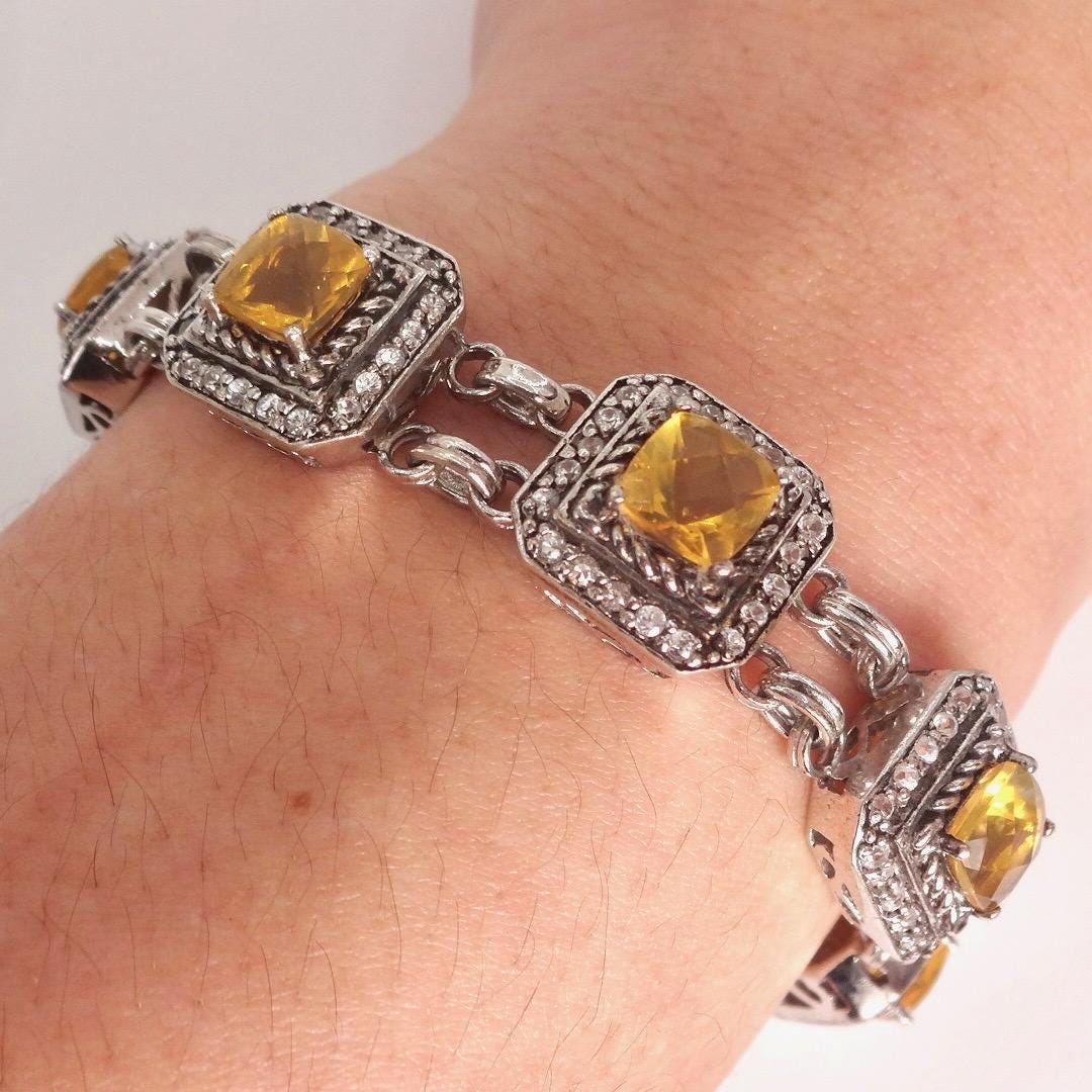 Vintage Orange Fire Opal Bracelet 925 Sterling Silver