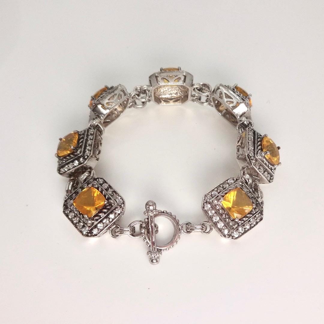 Vintage Orange Fire Opal Bracelet 925 Sterling Silver