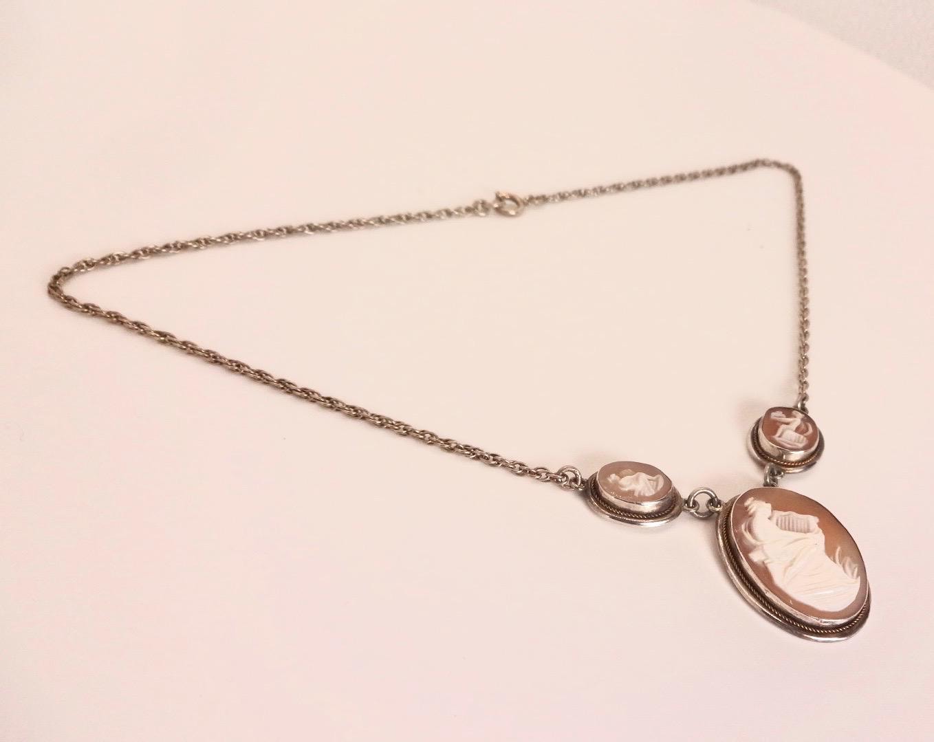 Vintage Shell Cameo Gold Filled Necklace Choker