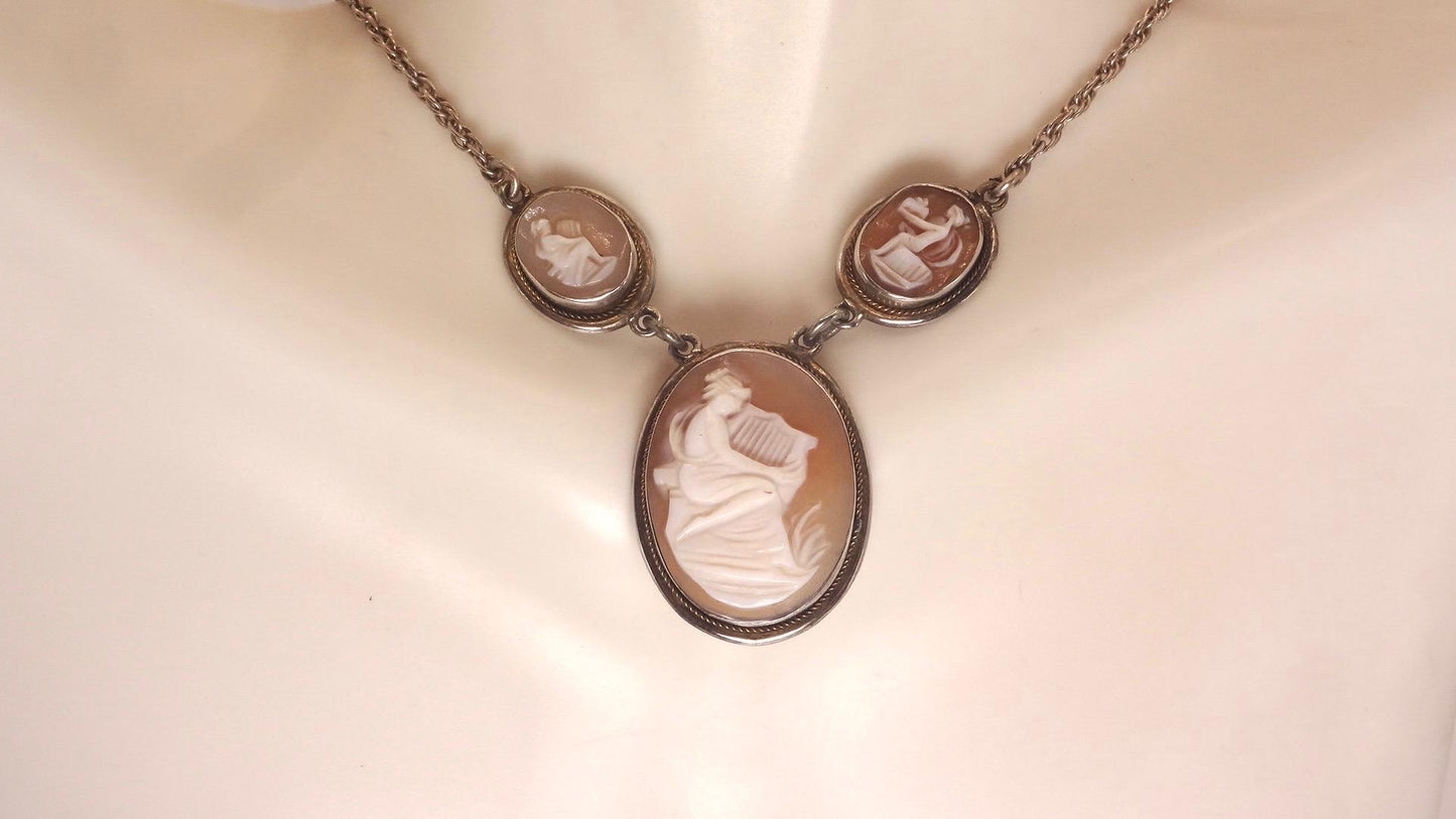 Vintage Shell Cameo Gold Filled Necklace Choker