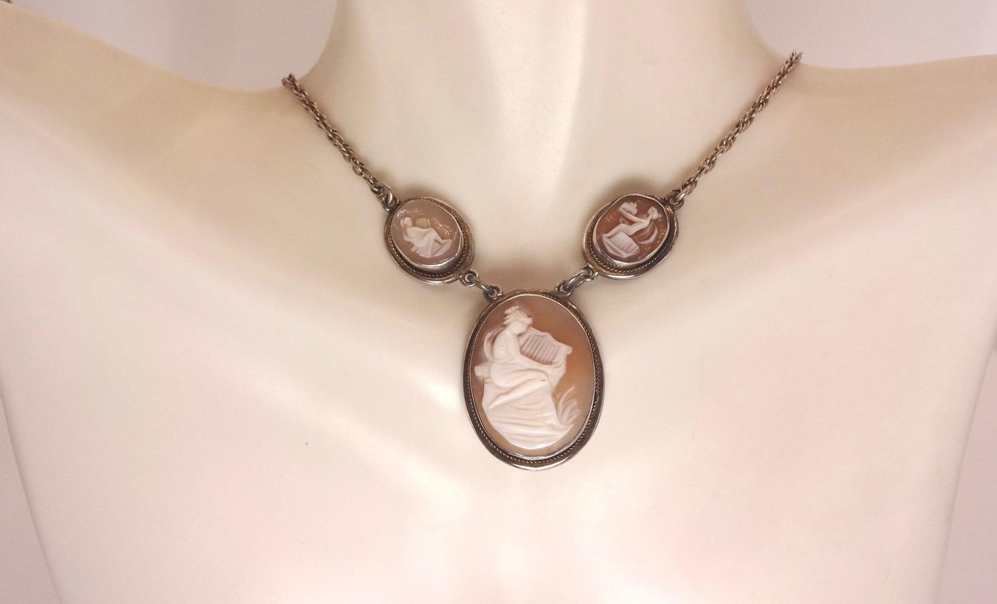 Vintage Shell Cameo Gold Filled Necklace Choker