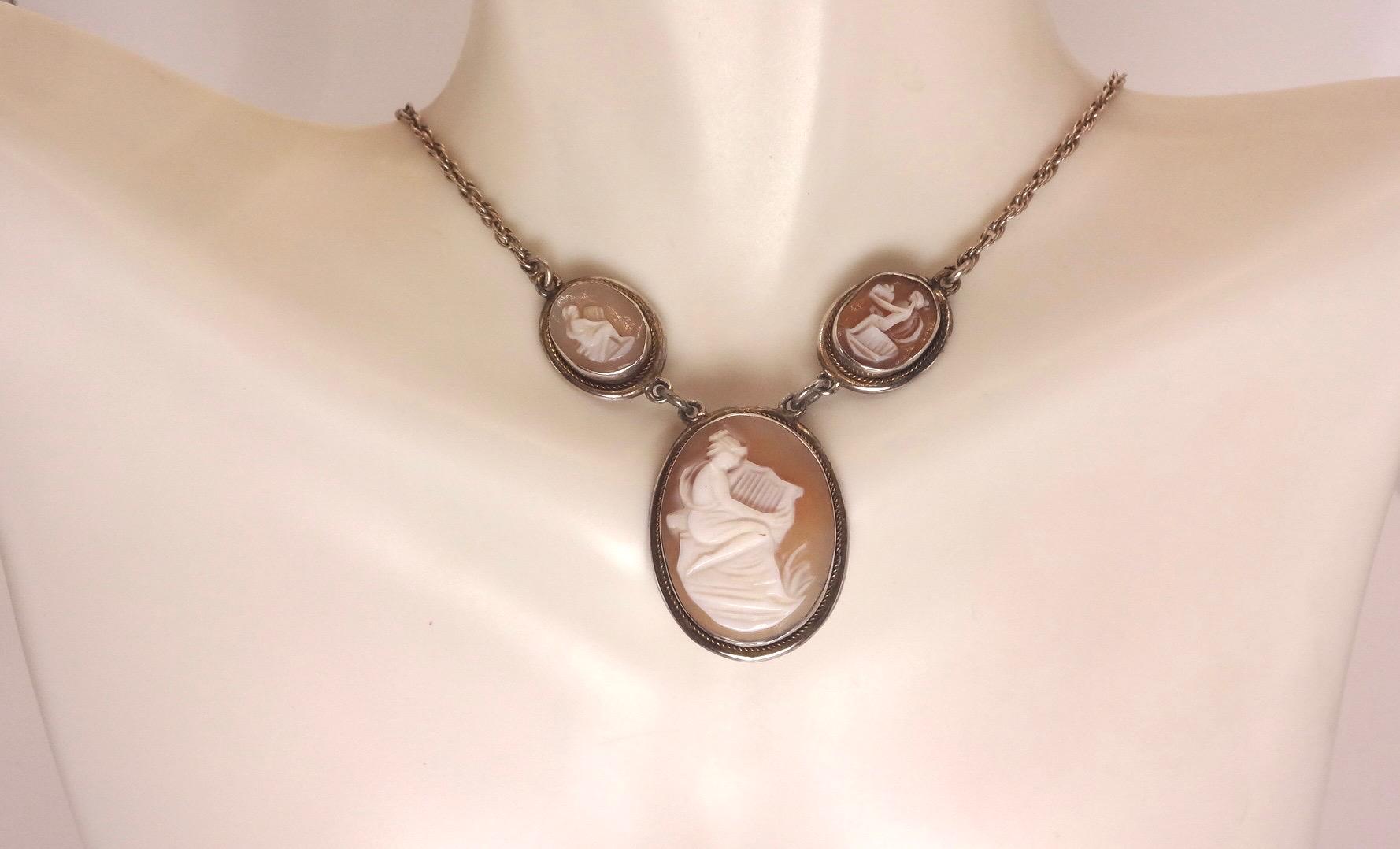 Vintage Shell Cameo Gold Filled Necklace Choker