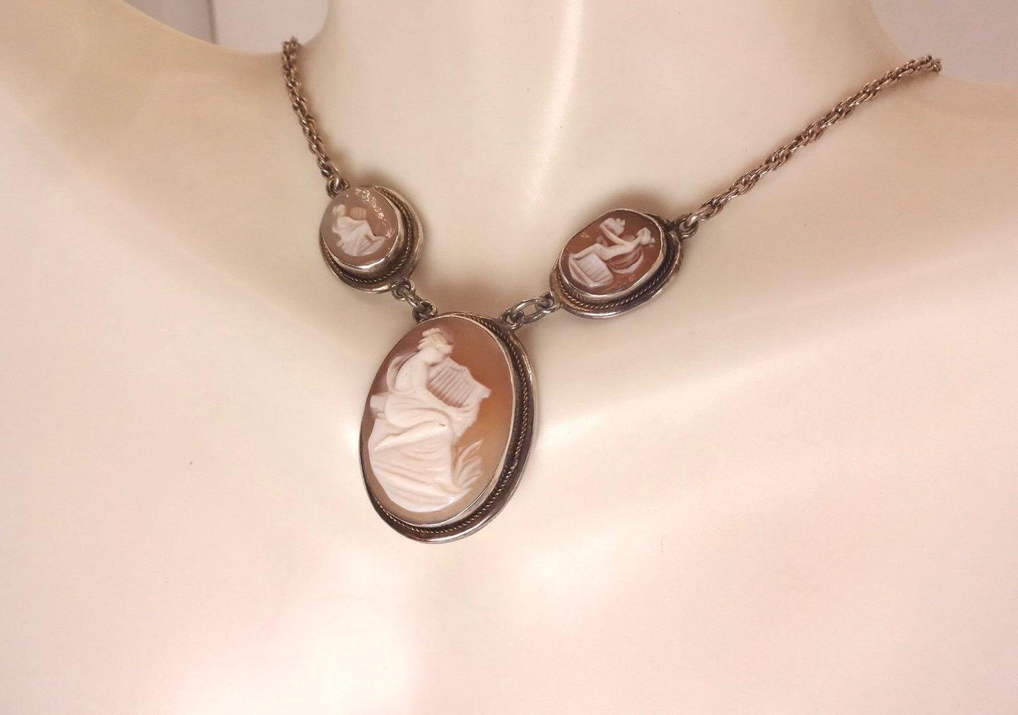 Vintage Shell Cameo Gold Filled Necklace Choker