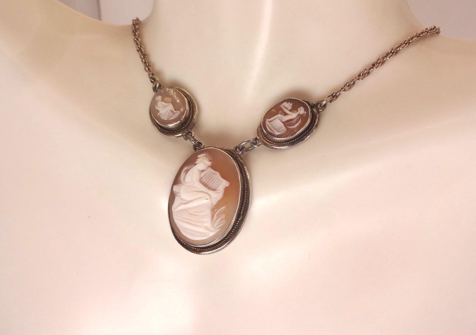 Vintage Shell Cameo Gold Filled Necklace Choker