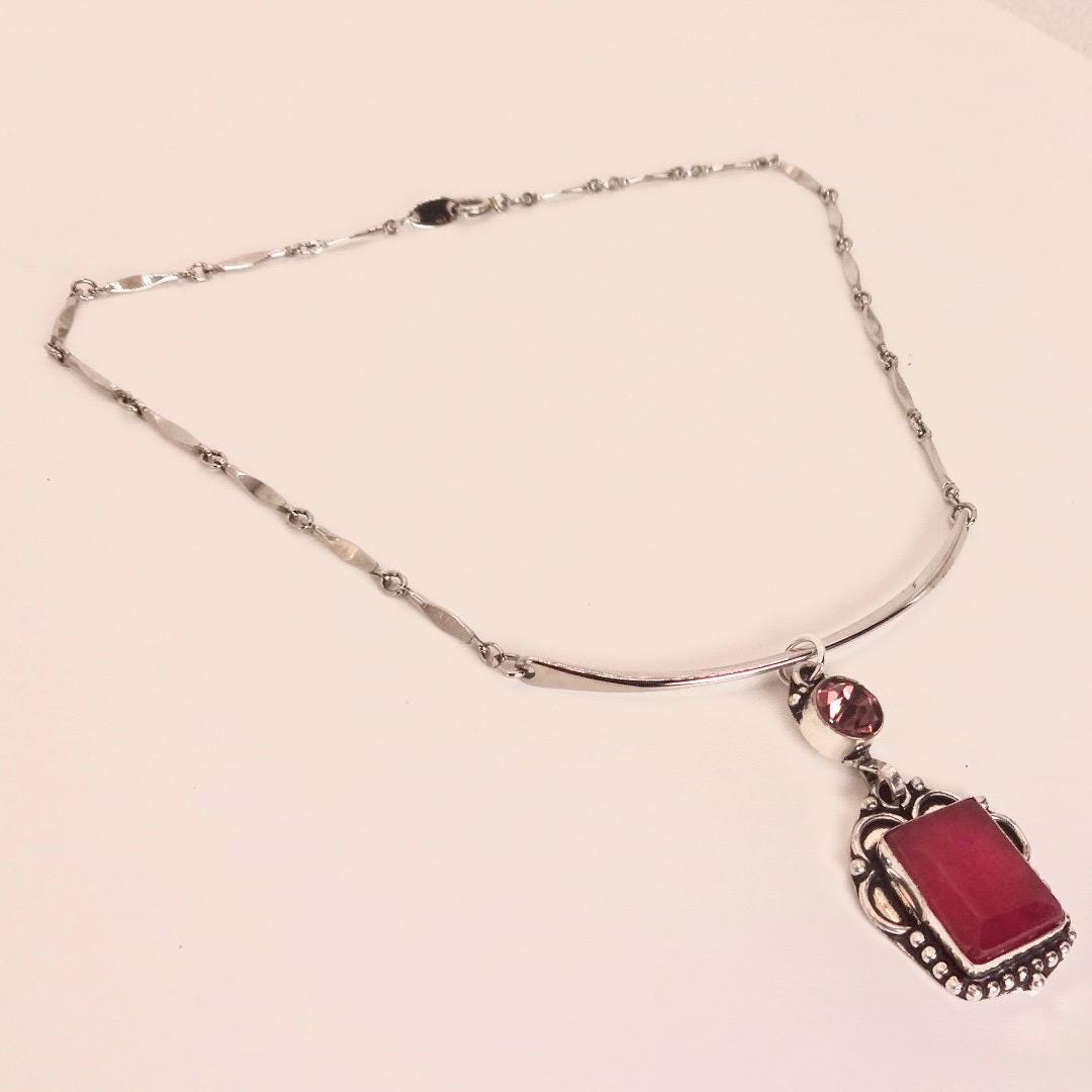 Vintage Antique Pink Raw Ruby Choker Necklace
