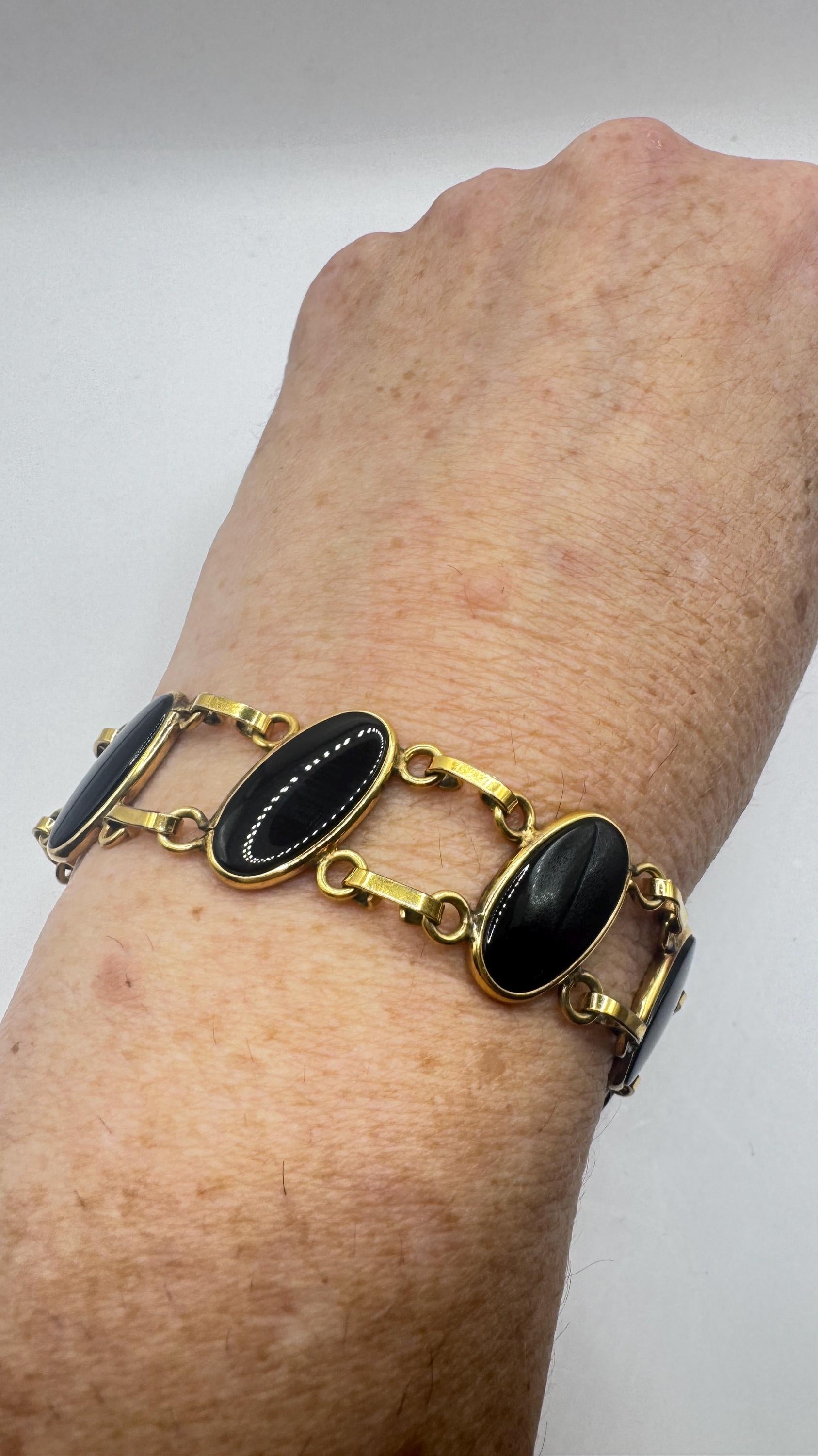 Vintage black Onyx Bracelet Gold filled