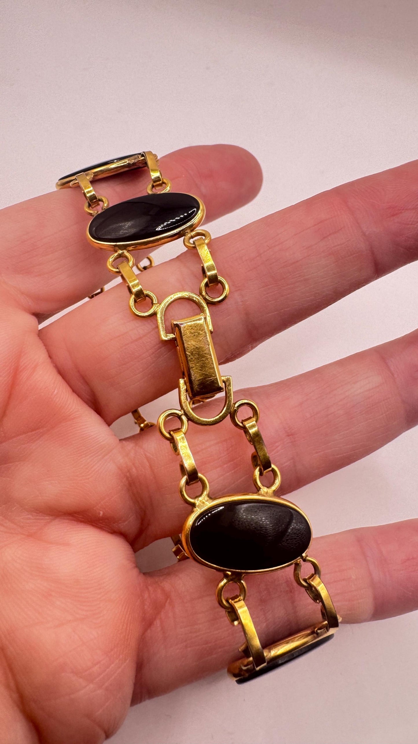 Vintage black Onyx Bracelet Gold filled