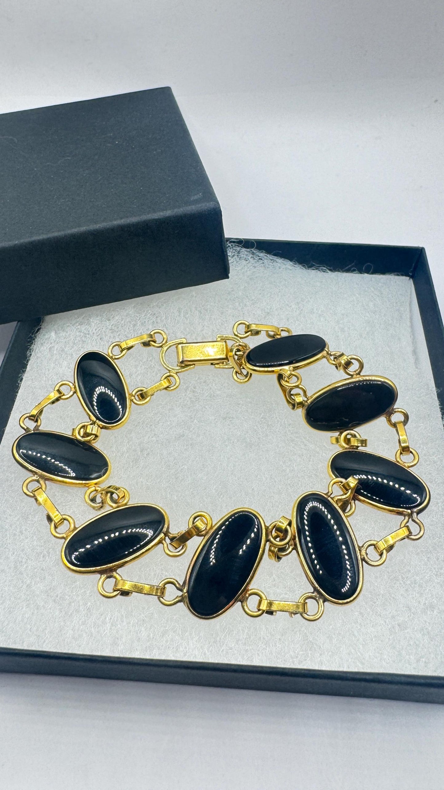 Vintage black Onyx Bracelet Gold filled