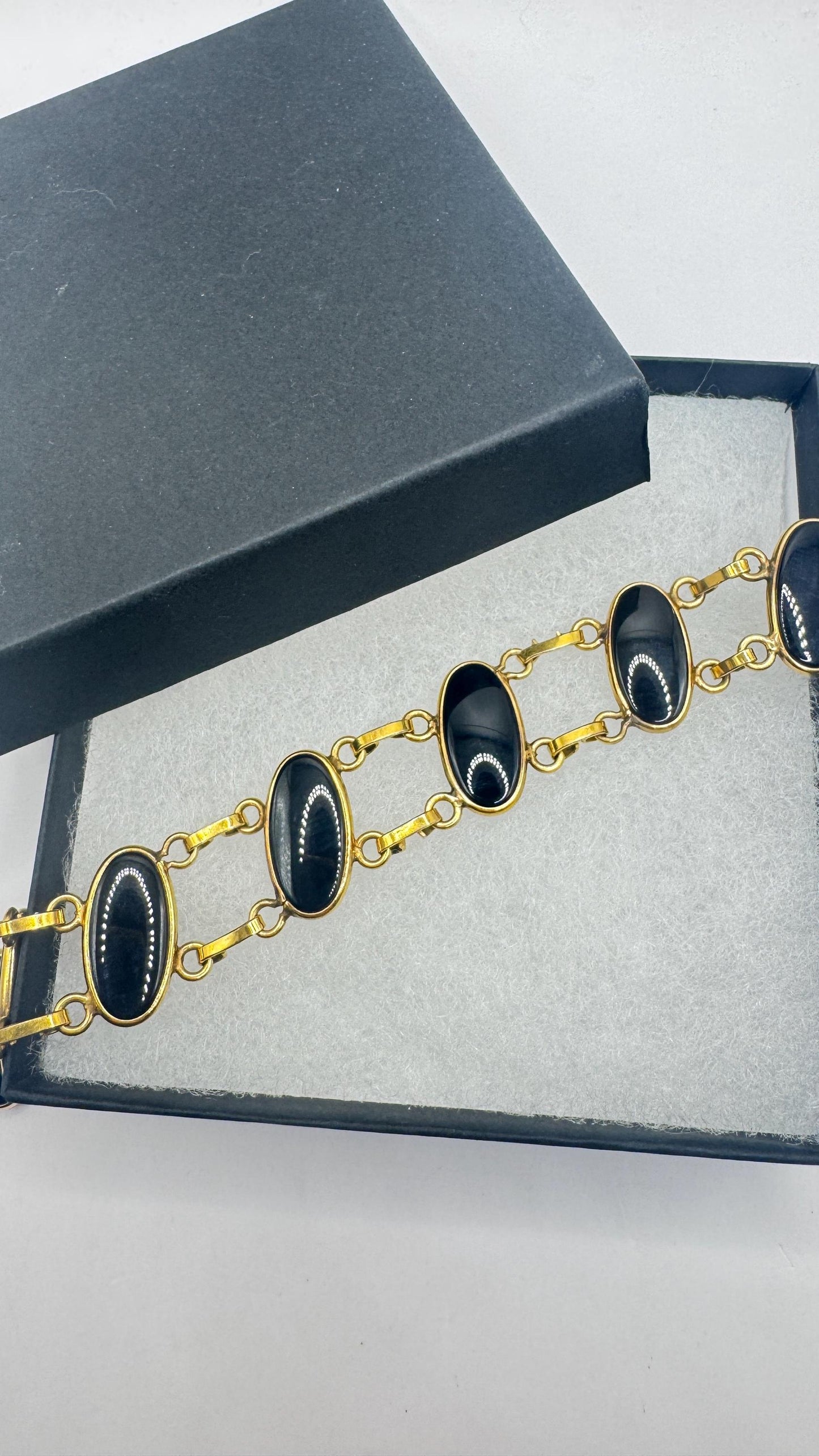 Vintage black Onyx Bracelet Gold filled