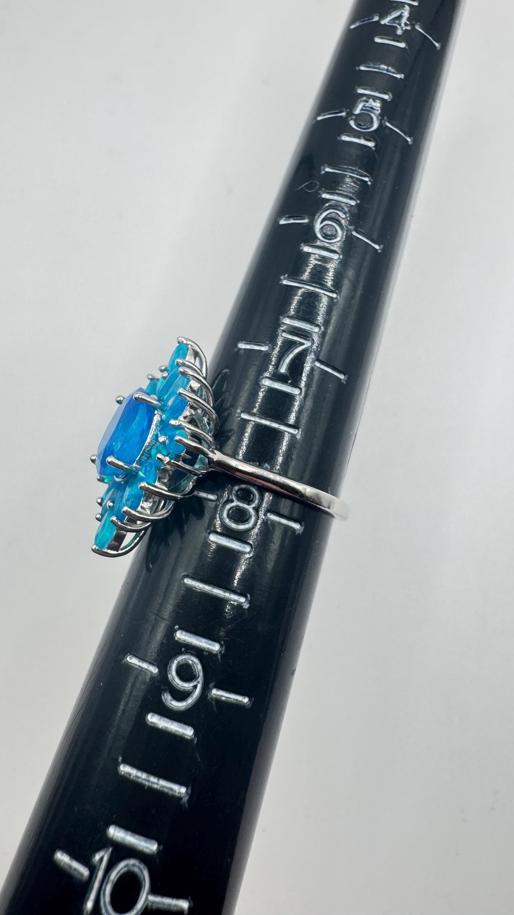 Vintage Blue Smoky Opal Ring 925 Sterling Silver Cocktail Size 8