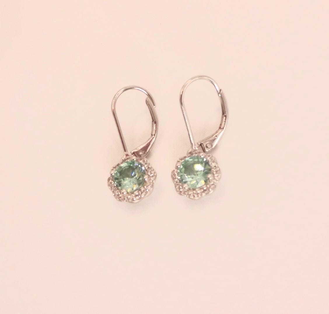 Vintage Genuine Green Amethyst 925 Sterling Silver Chandelier Dangle Earrings