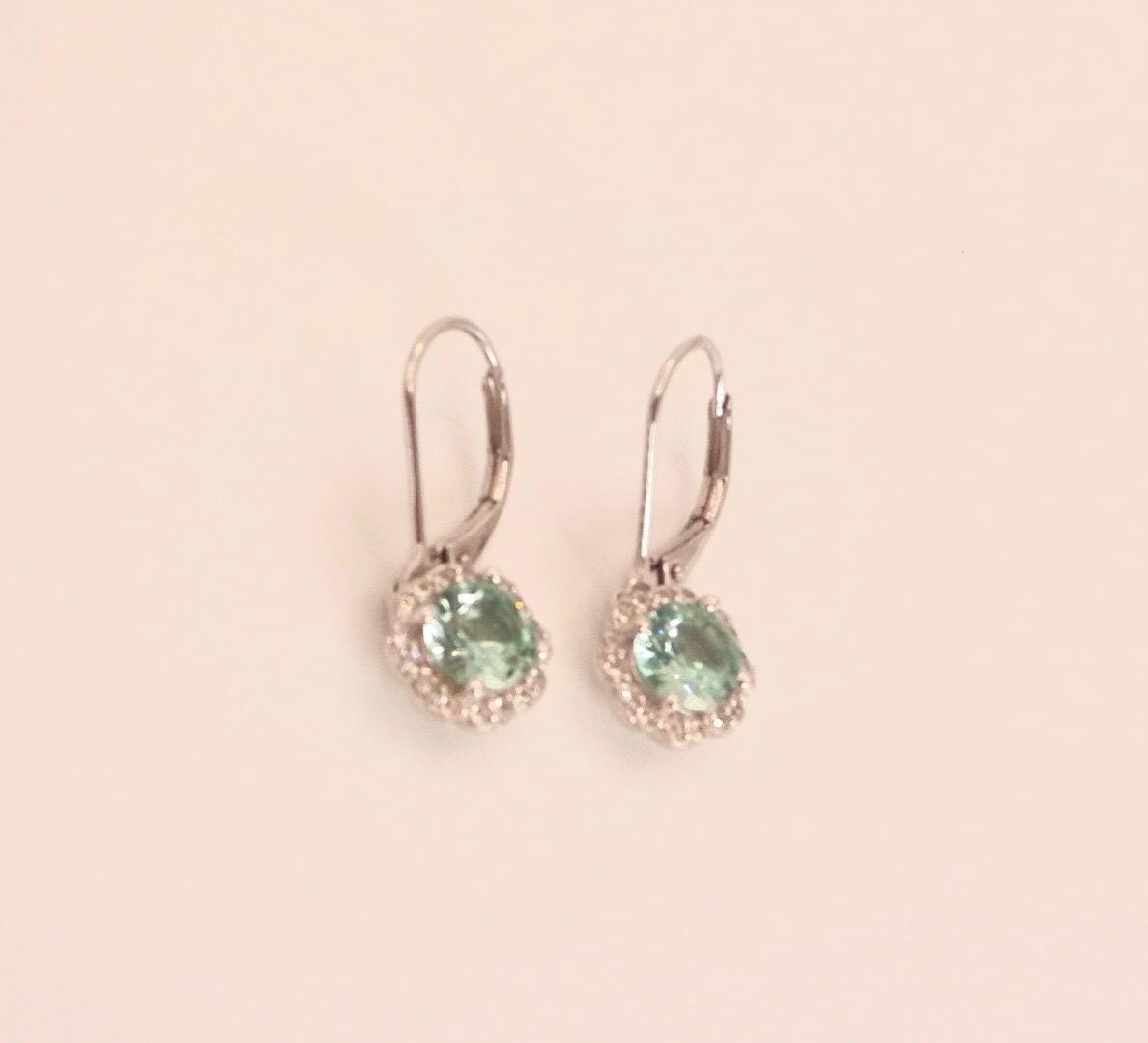 Vintage Genuine Green Amethyst 925 Sterling Silver Chandelier Dangle Earrings