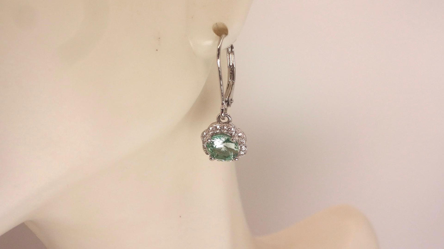 Vintage Genuine Green Amethyst 925 Sterling Silver Chandelier Dangle Earrings