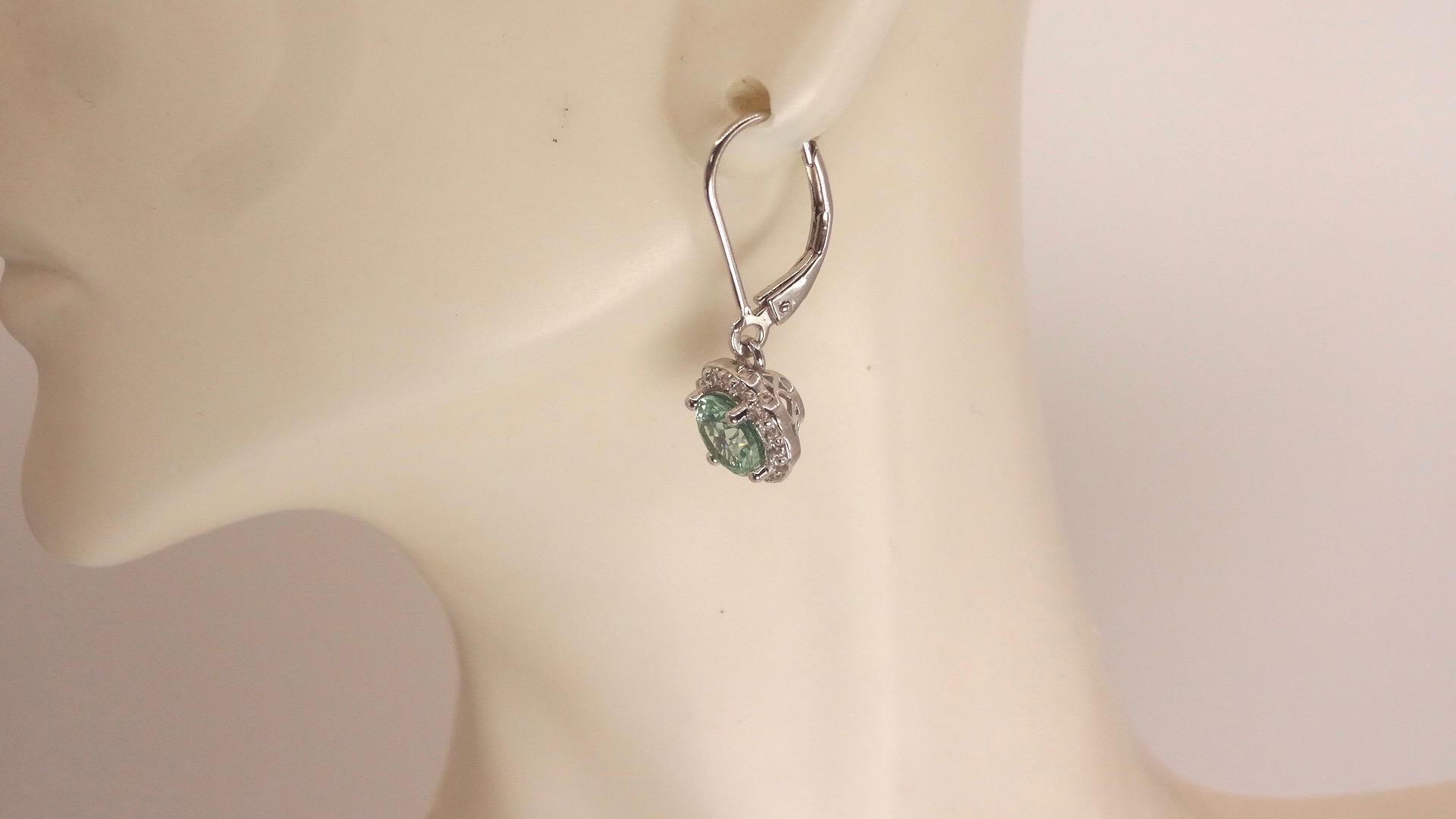 Vintage Genuine Green Amethyst 925 Sterling Silver Chandelier Dangle Earrings