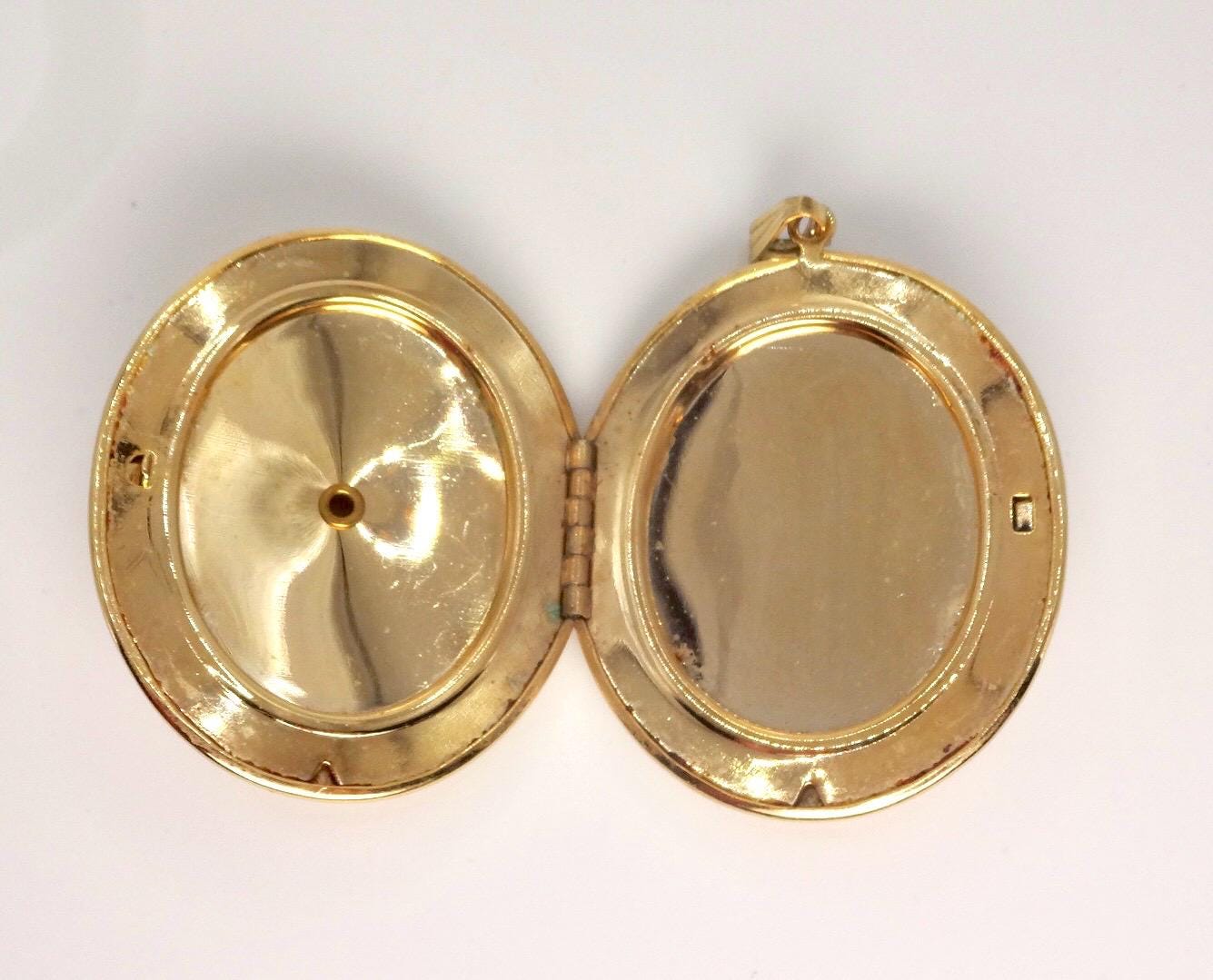 Vintage Genuine French Limoges Hand Painted Porcelian Cameo Bronze Locket Necklace Choker pin