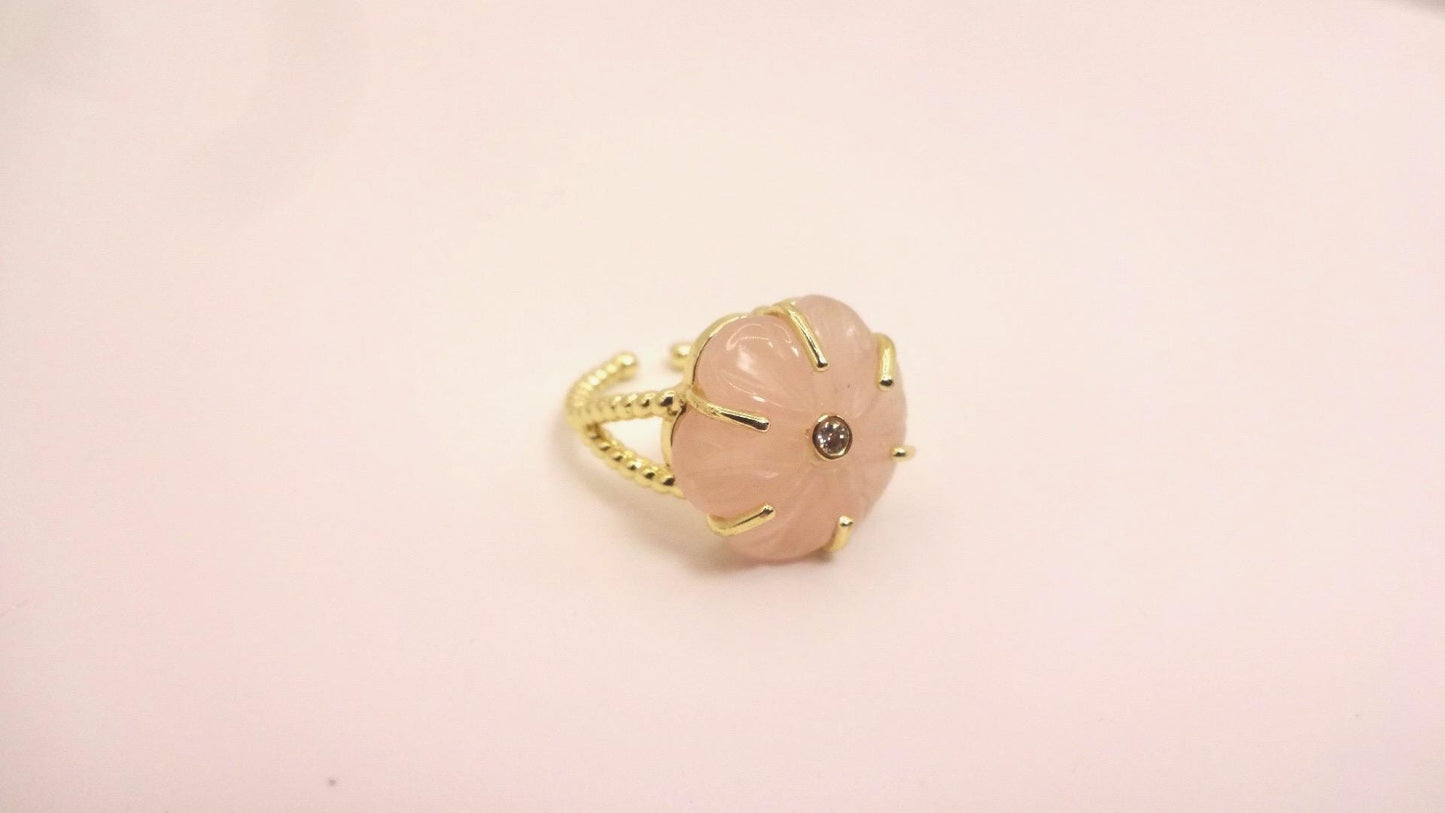 Vintage Genuine Rose Quartz Silver Ring