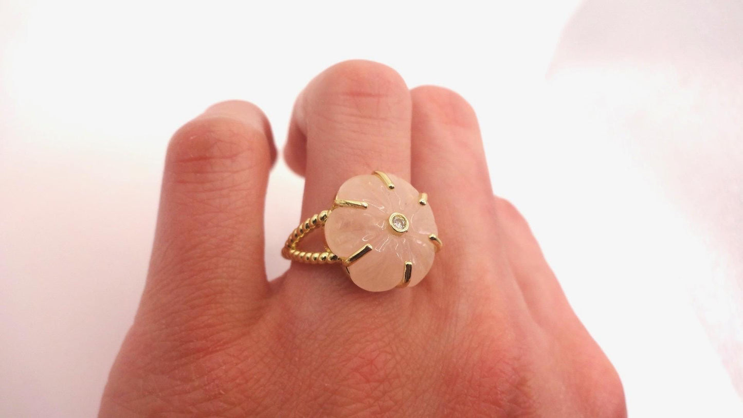 Vintage Genuine Rose Quartz Silver Ring
