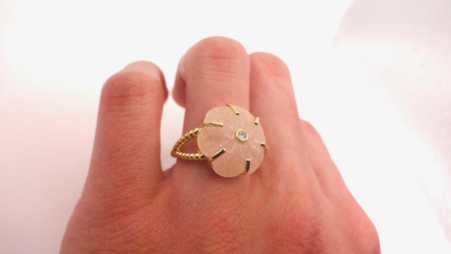 Vintage Genuine Rose Quartz Silver Ring