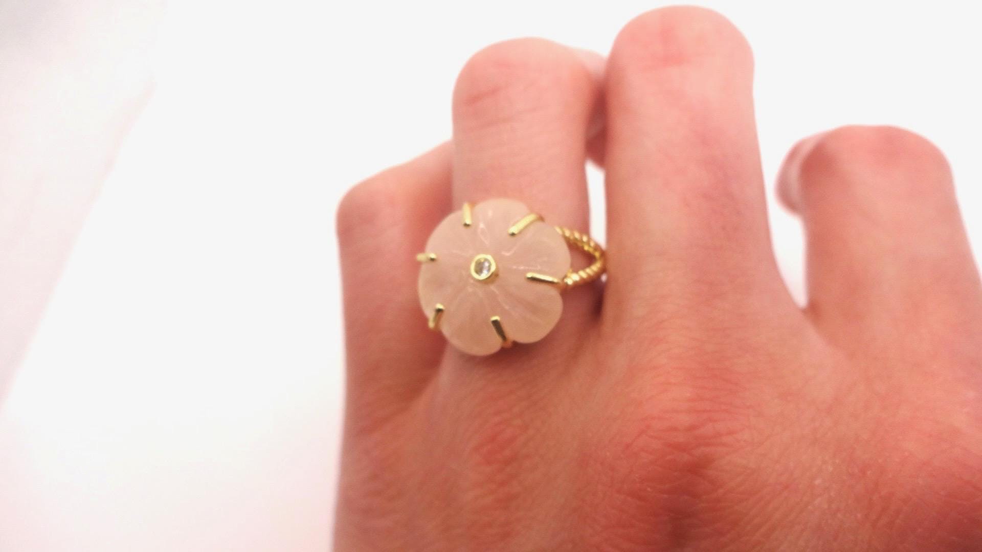 Vintage Genuine Rose Quartz Silver Ring