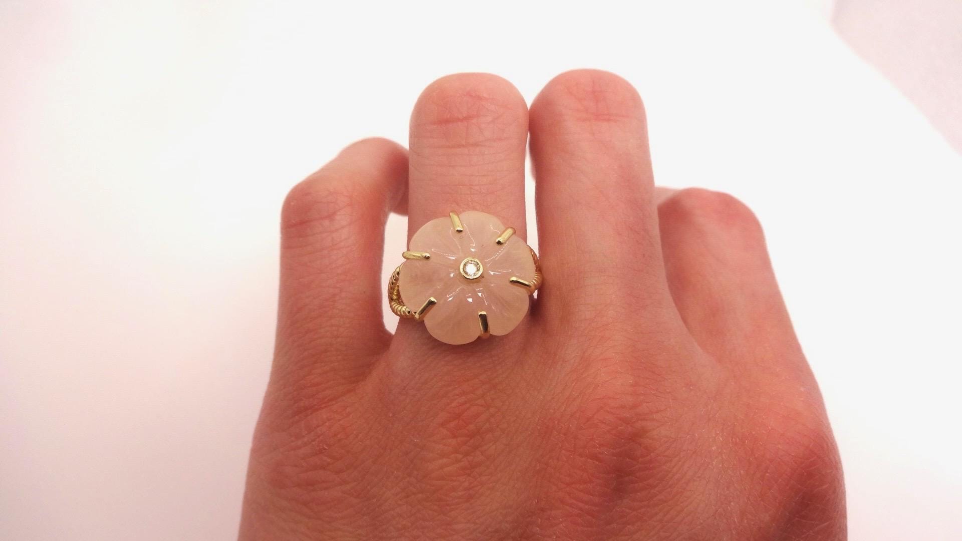 Vintage Genuine Rose Quartz Silver Ring