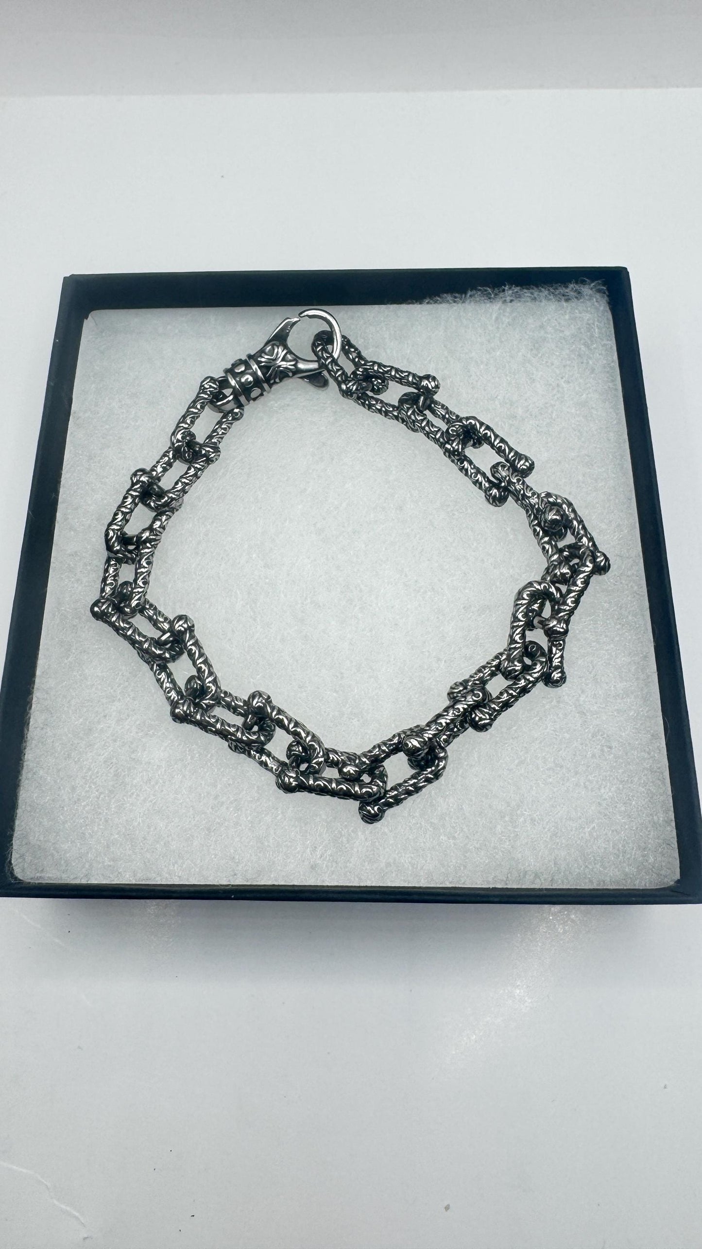 Vintage Style Unisex Men Gothic Silver Stainless Steel Bracelet