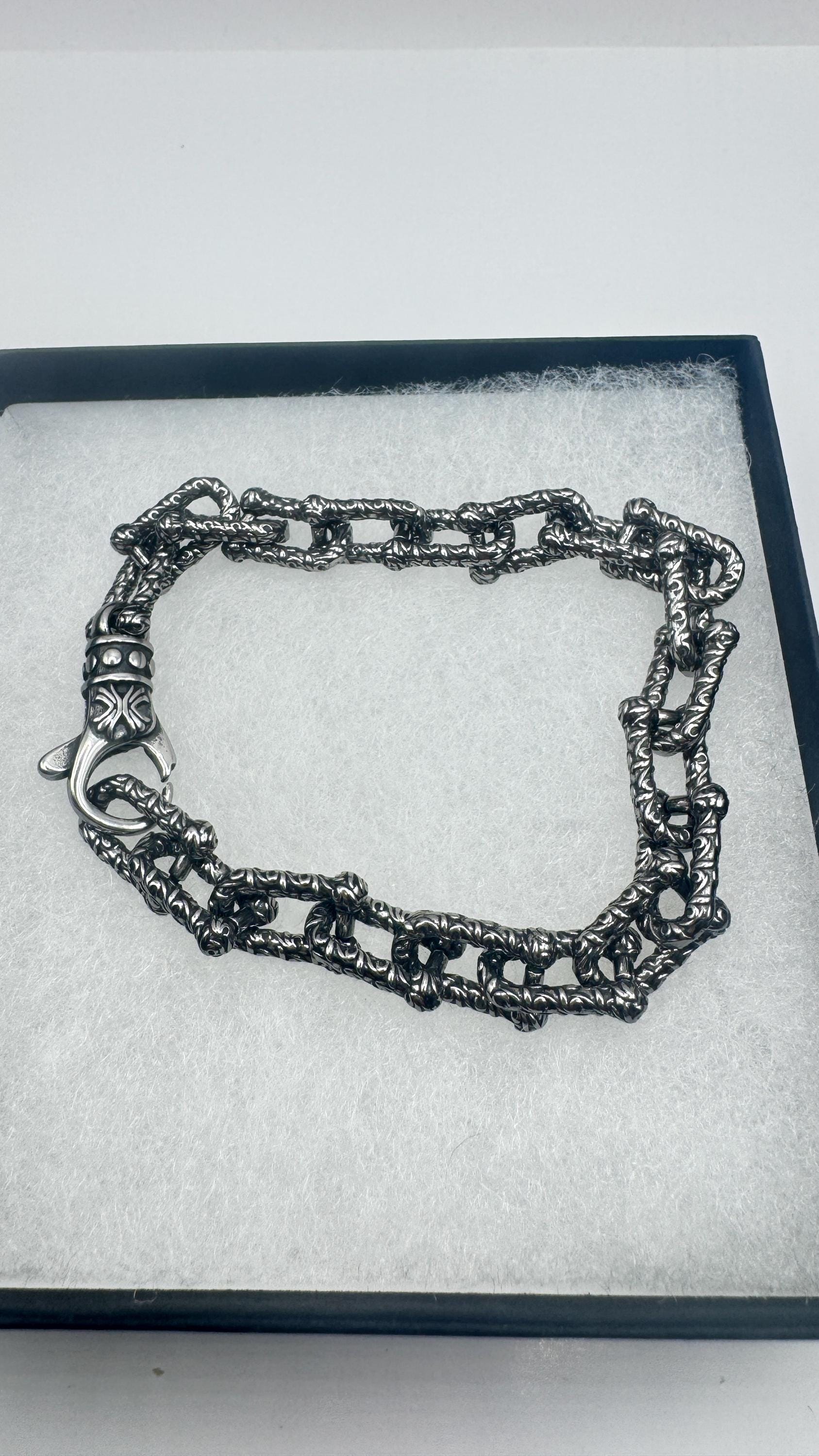 Vintage Style Unisex Men Gothic Silver Stainless Steel Bracelet