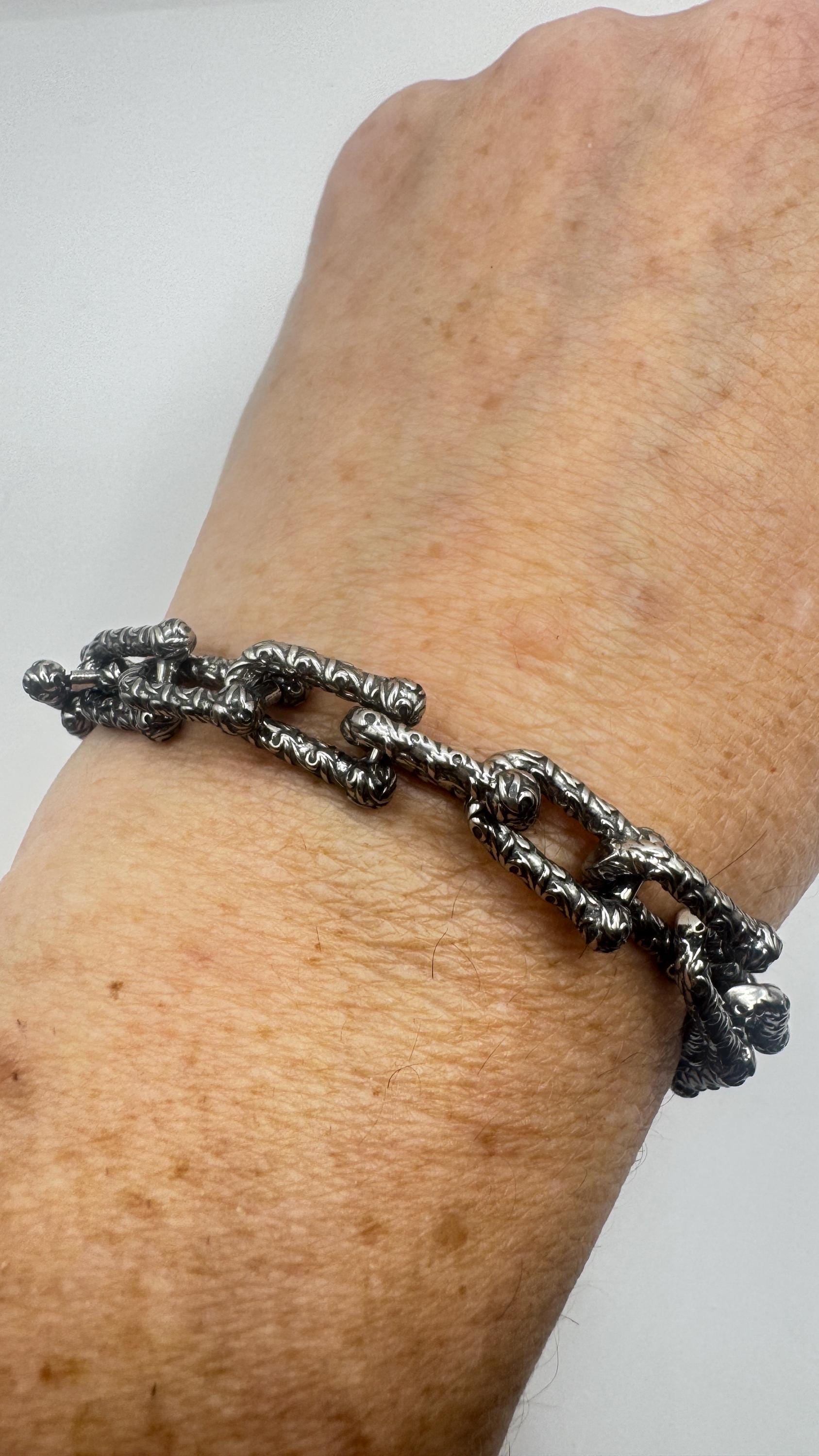 Vintage Style Unisex Men Gothic Silver Stainless Steel Bracelet