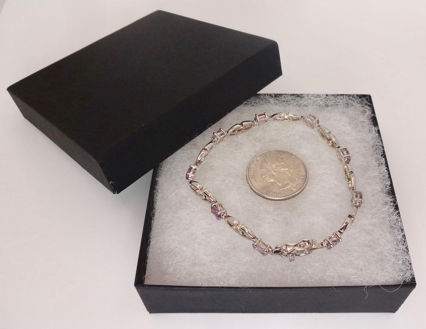 Vintage Amethyst Bracelet 925 Sterling Silver Purple Deco