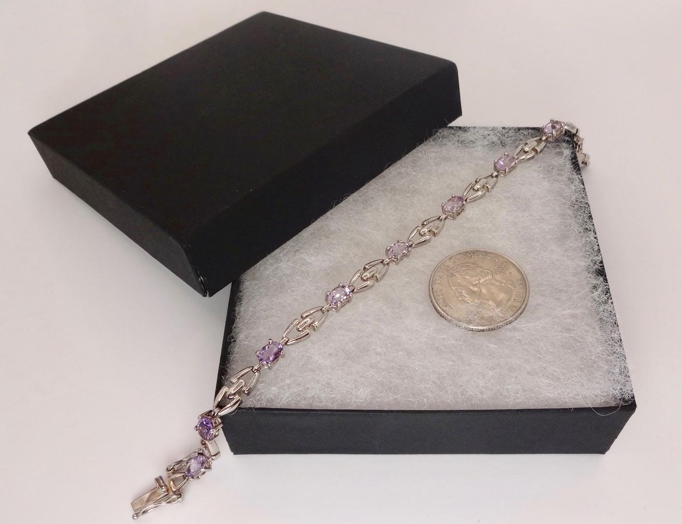Vintage Amethyst Bracelet 925 Sterling Silver Purple Deco