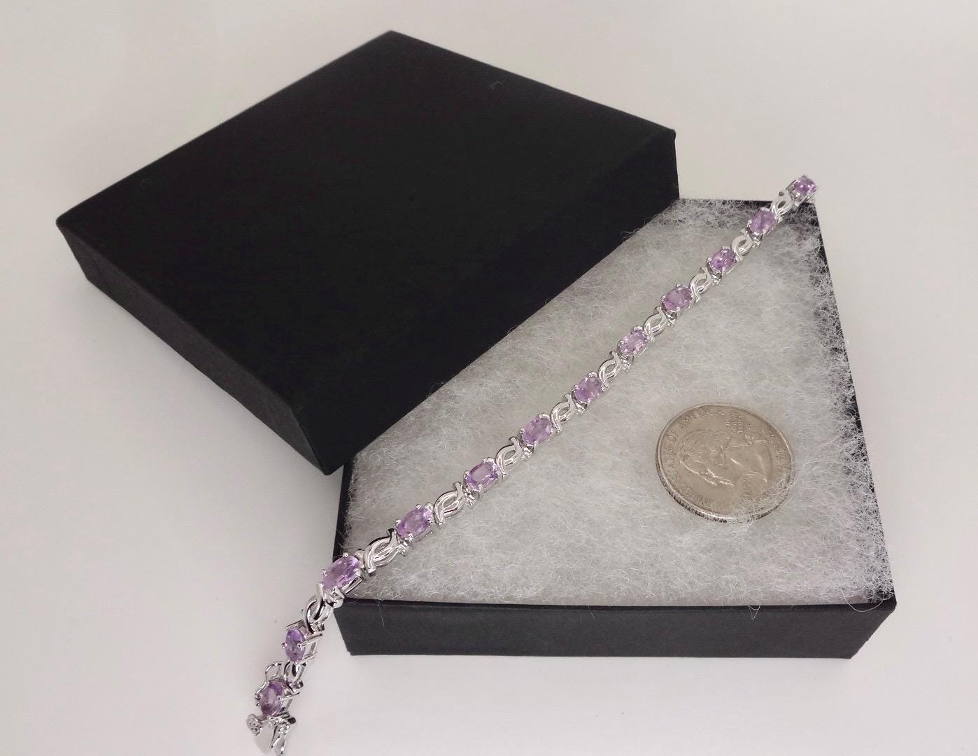 Vintage Purple Amethyst Tennis Bracelet in 925 Sterling Silver