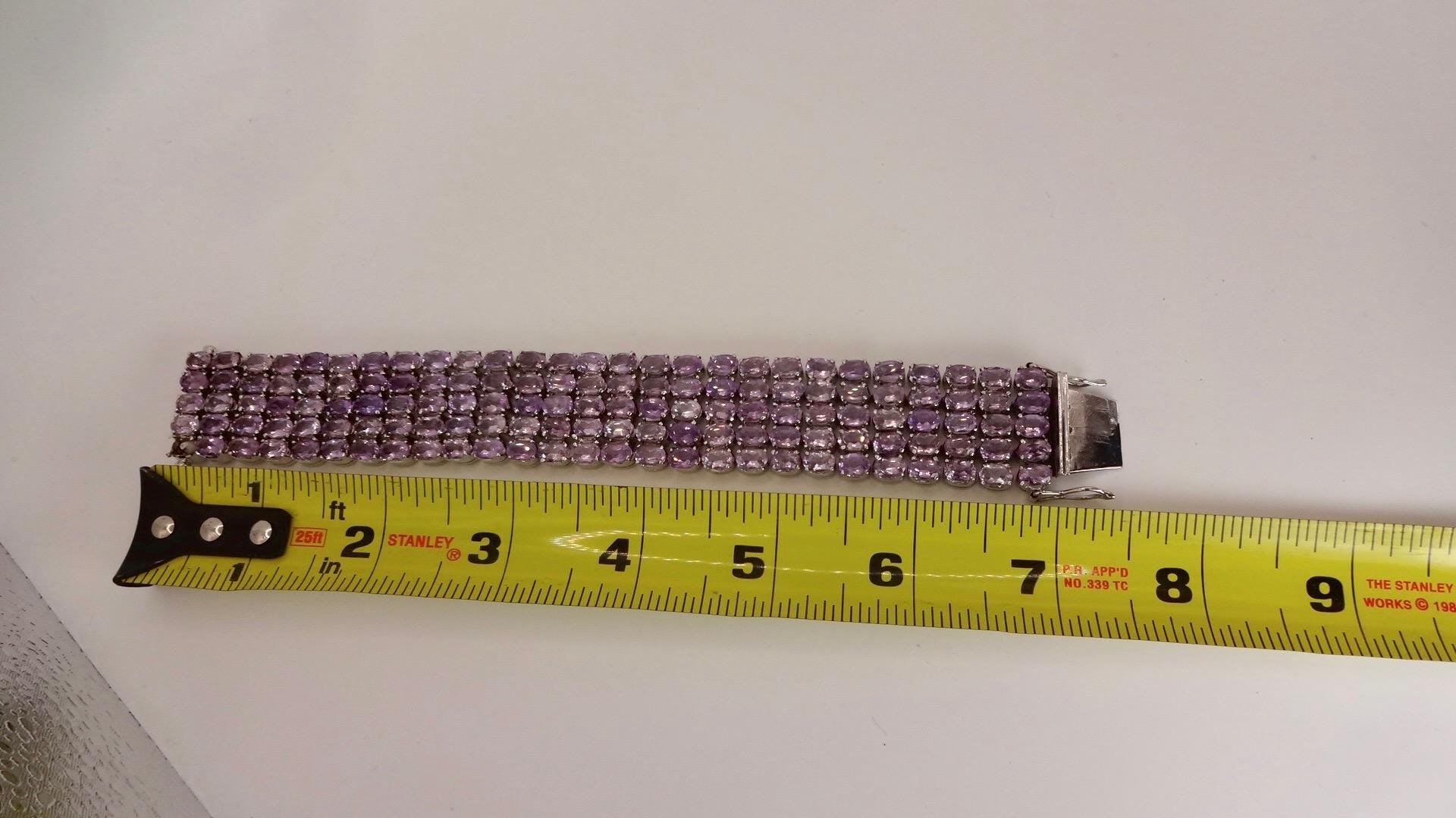 Vintage Purple Amethyst Tennis Bracelet in 925 Sterling Silver