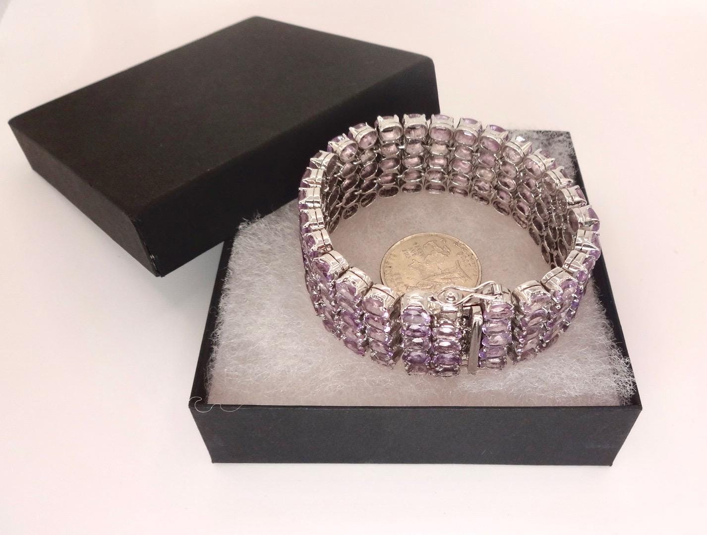 Vintage Purple Amethyst Tennis Bracelet in 925 Sterling Silver
