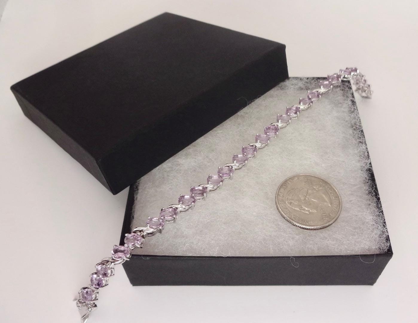 Vintage Amethyst Tennis Bracelet 925 Sterling Silver Purple Deco