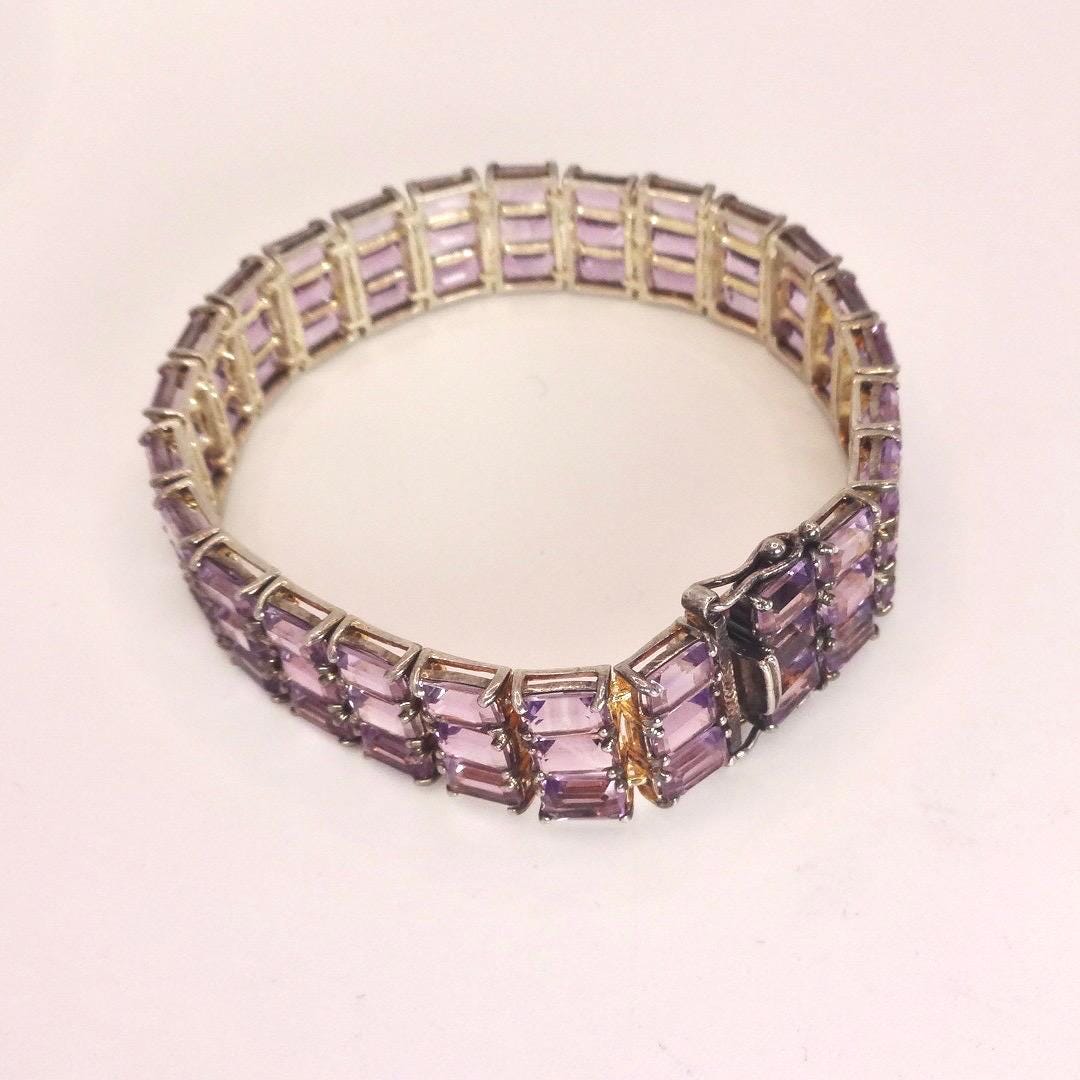 Vintage Purple Amethyst Bracelet in 925 Sterling Silver