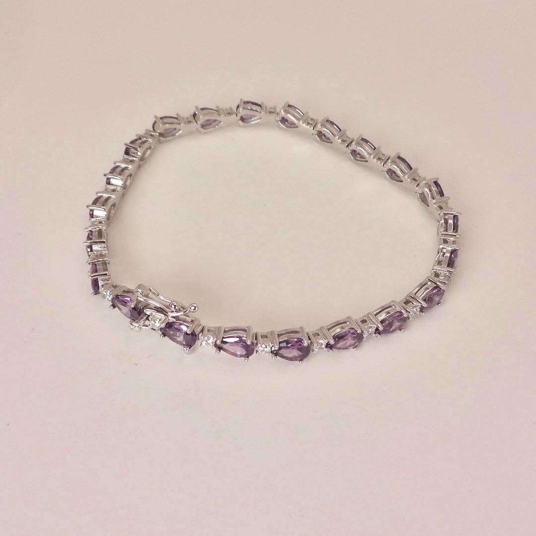 Vintage Purple Amethyst Tennis Bracelet 925 Sterling Silver