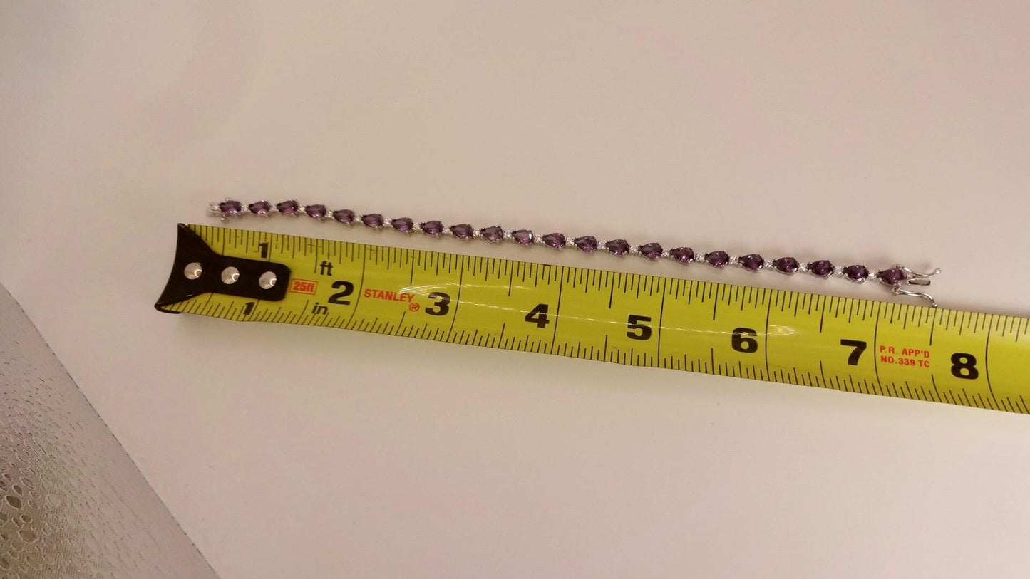 Vintage Purple Amethyst Tennis Bracelet 925 Sterling Silver