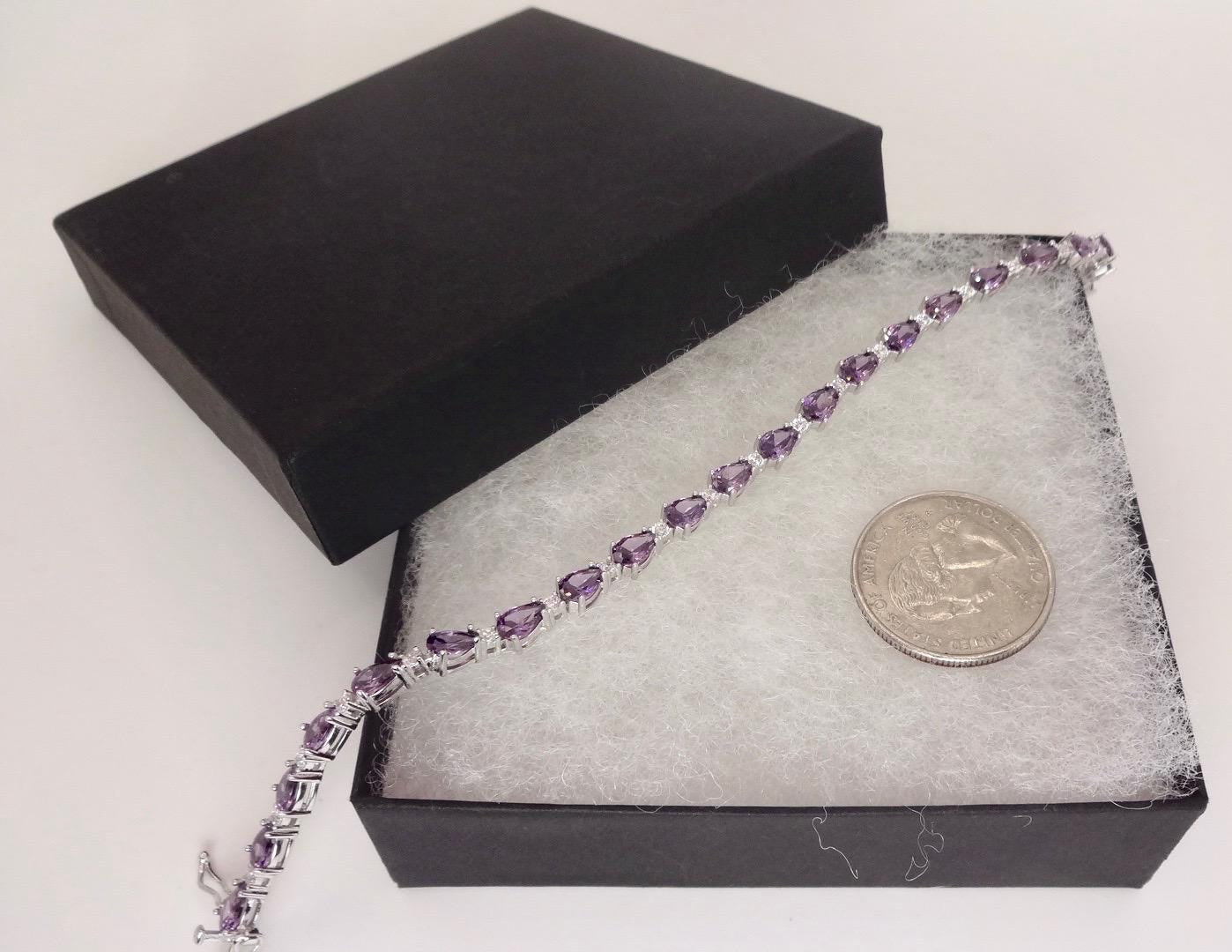 Vintage Purple Amethyst Tennis Bracelet 925 Sterling Silver