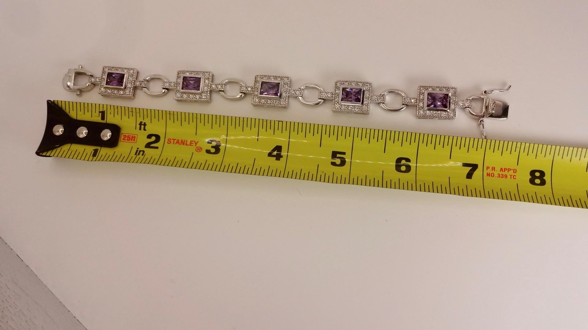 Vintage Purple Amethyst Deco Bracelet 925 Sterling Silver