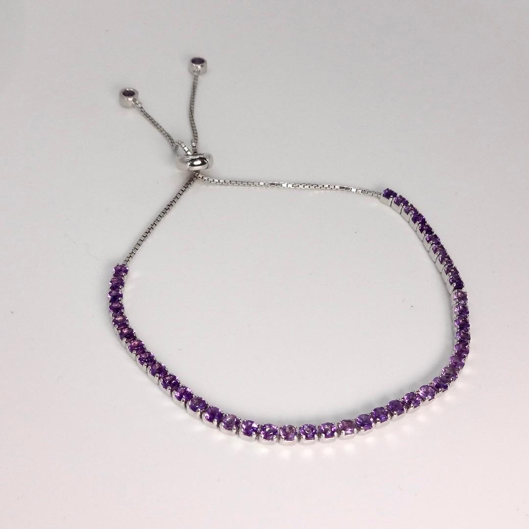 Vintage Purple Amethyst Tennis Bracelet in 925 Sterling Silver