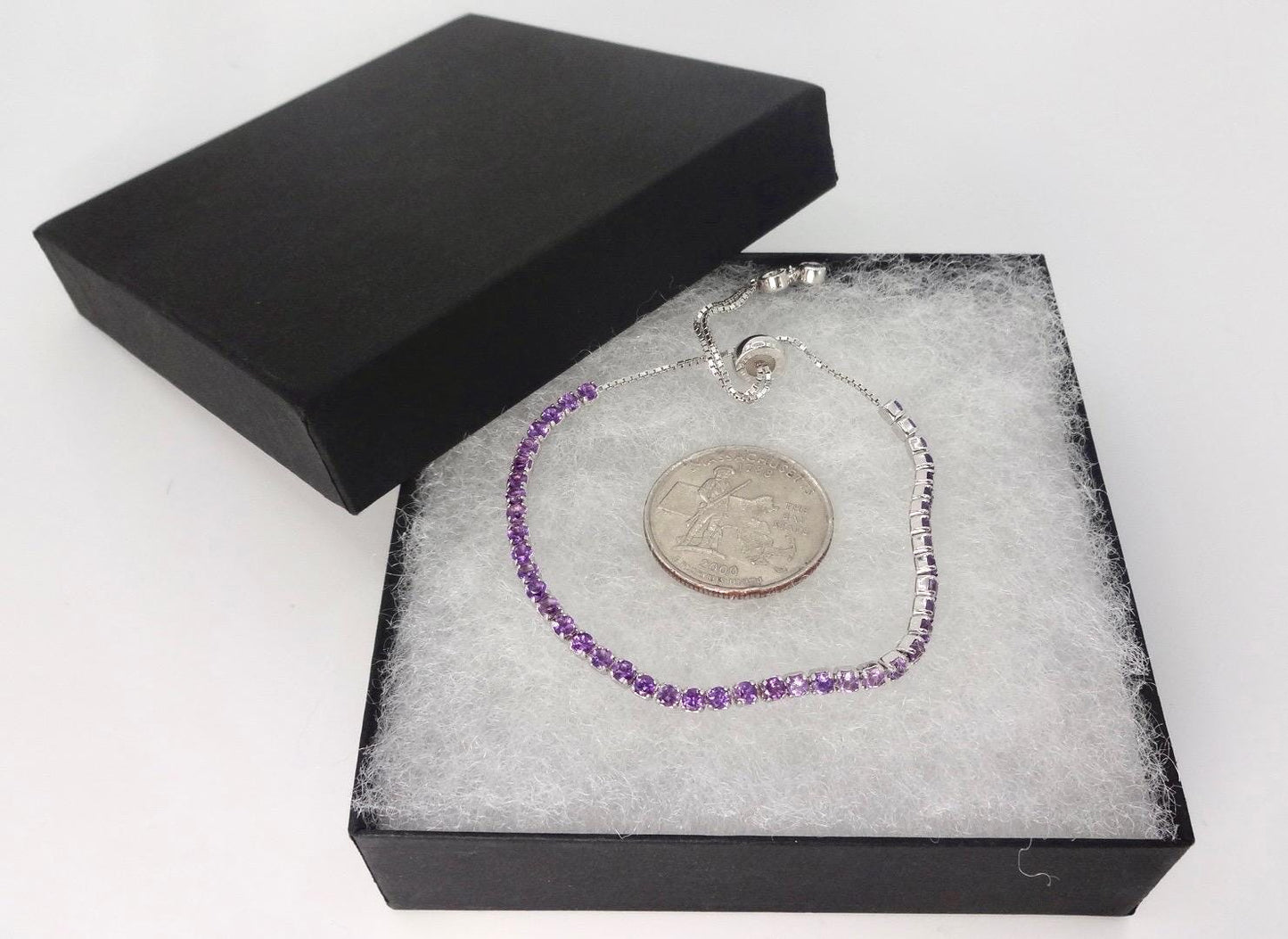 Vintage Purple Amethyst Tennis Bracelet in 925 Sterling Silver