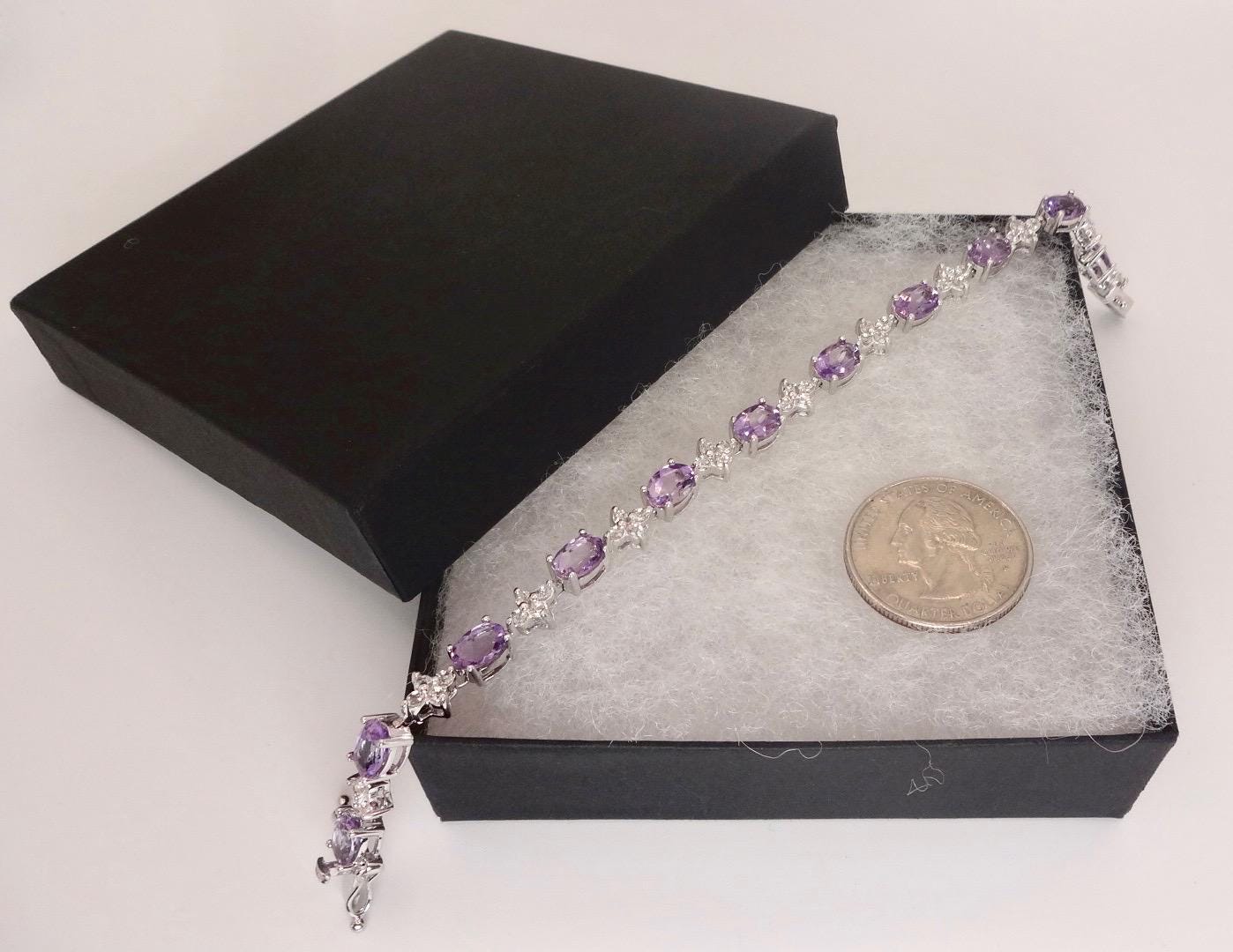 Vintage Purple Amethyst Tennis Bracelet in 925 Sterling Silver
