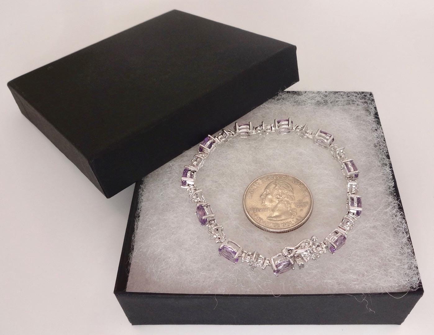 Vintage Purple Amethyst Tennis Bracelet in 925 Sterling Silver