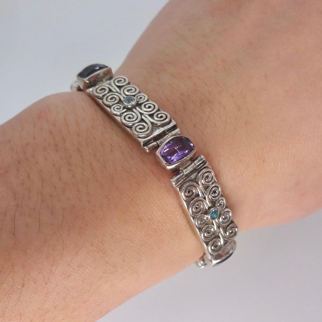 Vintage Purple Amethyst Tennis Bracelet in 925 Sterling Silver