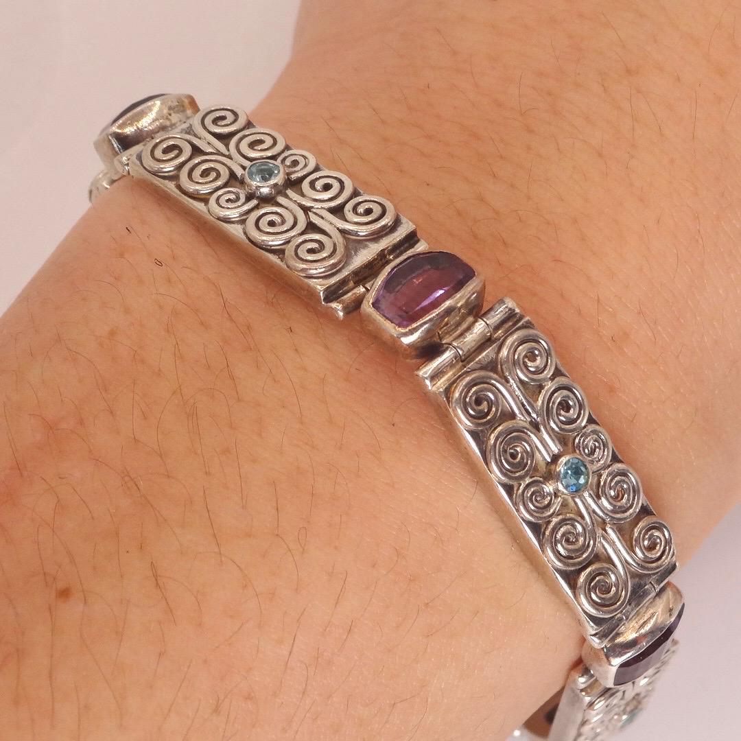 Vintage Purple Amethyst Tennis Bracelet in 925 Sterling Silver